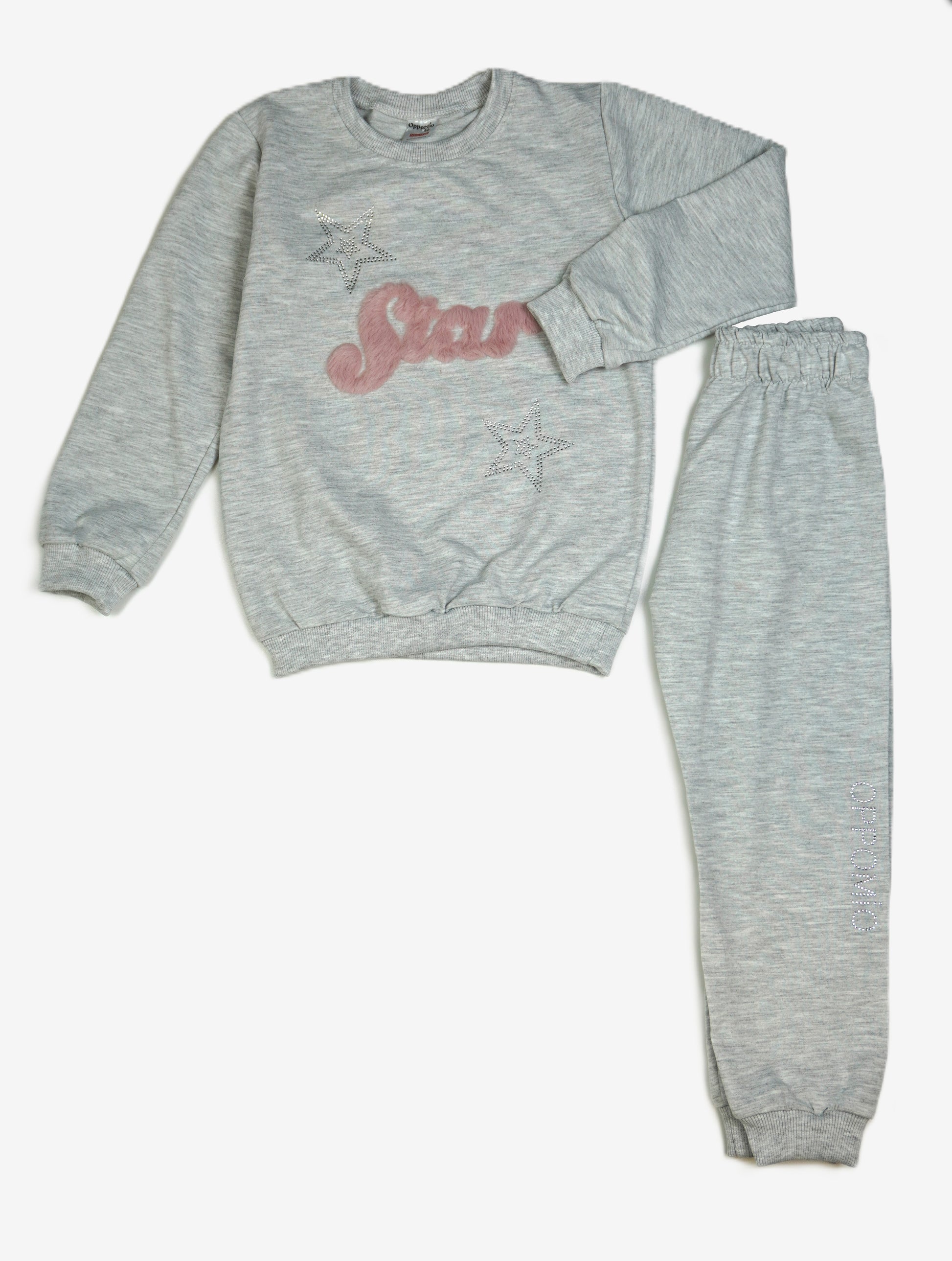 Star Glam – Kinder Set Sweatshirt & Jogginghose Graumelange