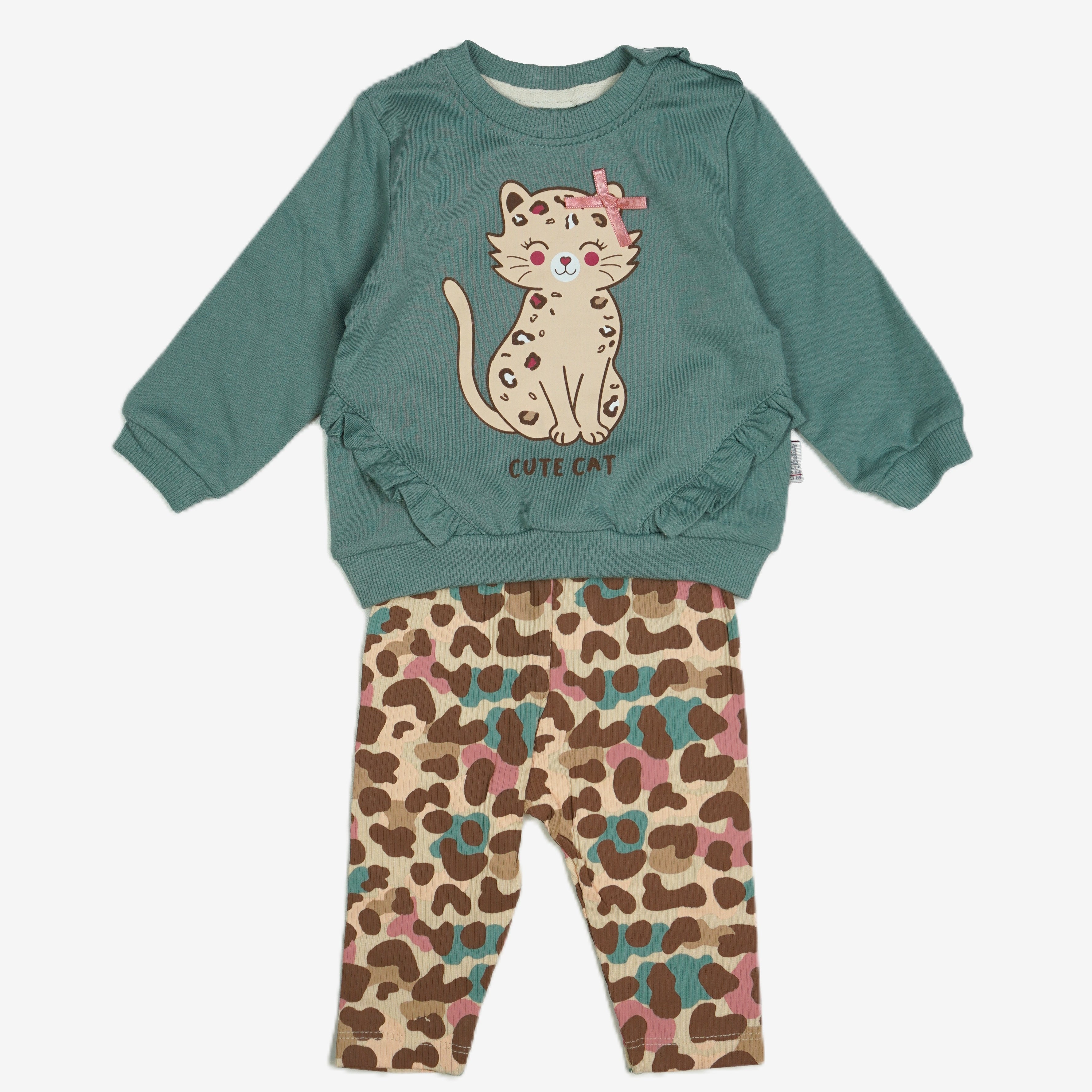Cute Cat – Baby Set Sweatshirt & Leggings Teal
