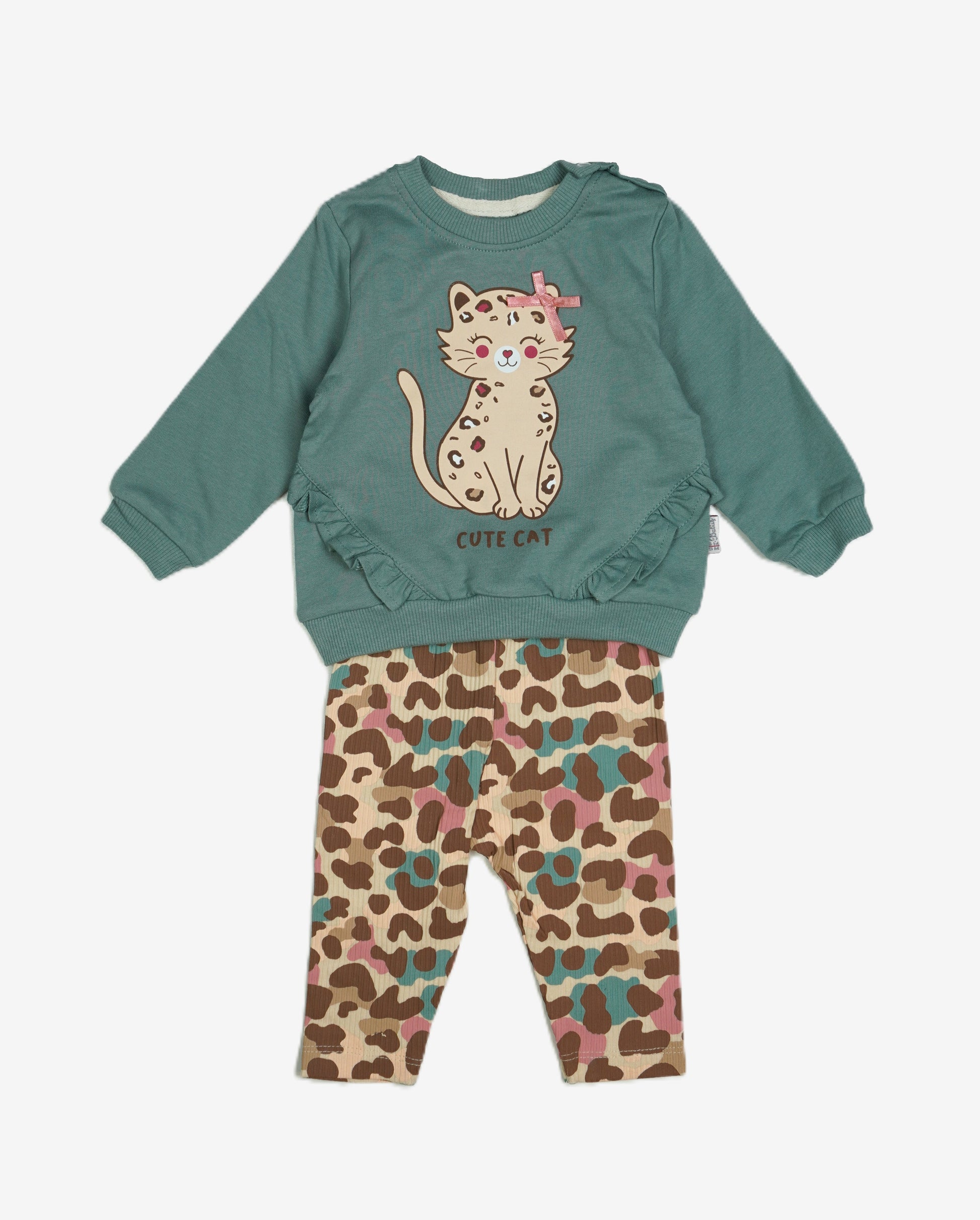 Cute Cat – Baby Set Sweatshirt & Leggings Teal