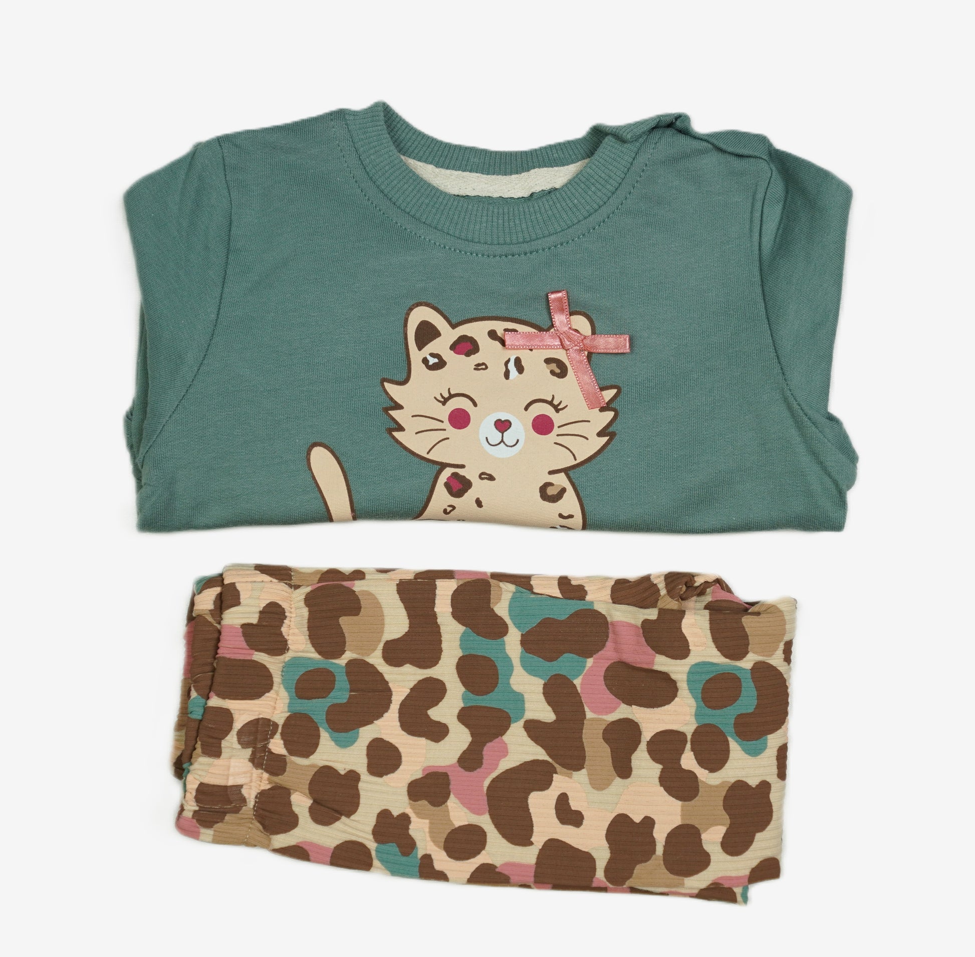 Cute Cat – Baby Set Sweatshirt & Leggings Teal