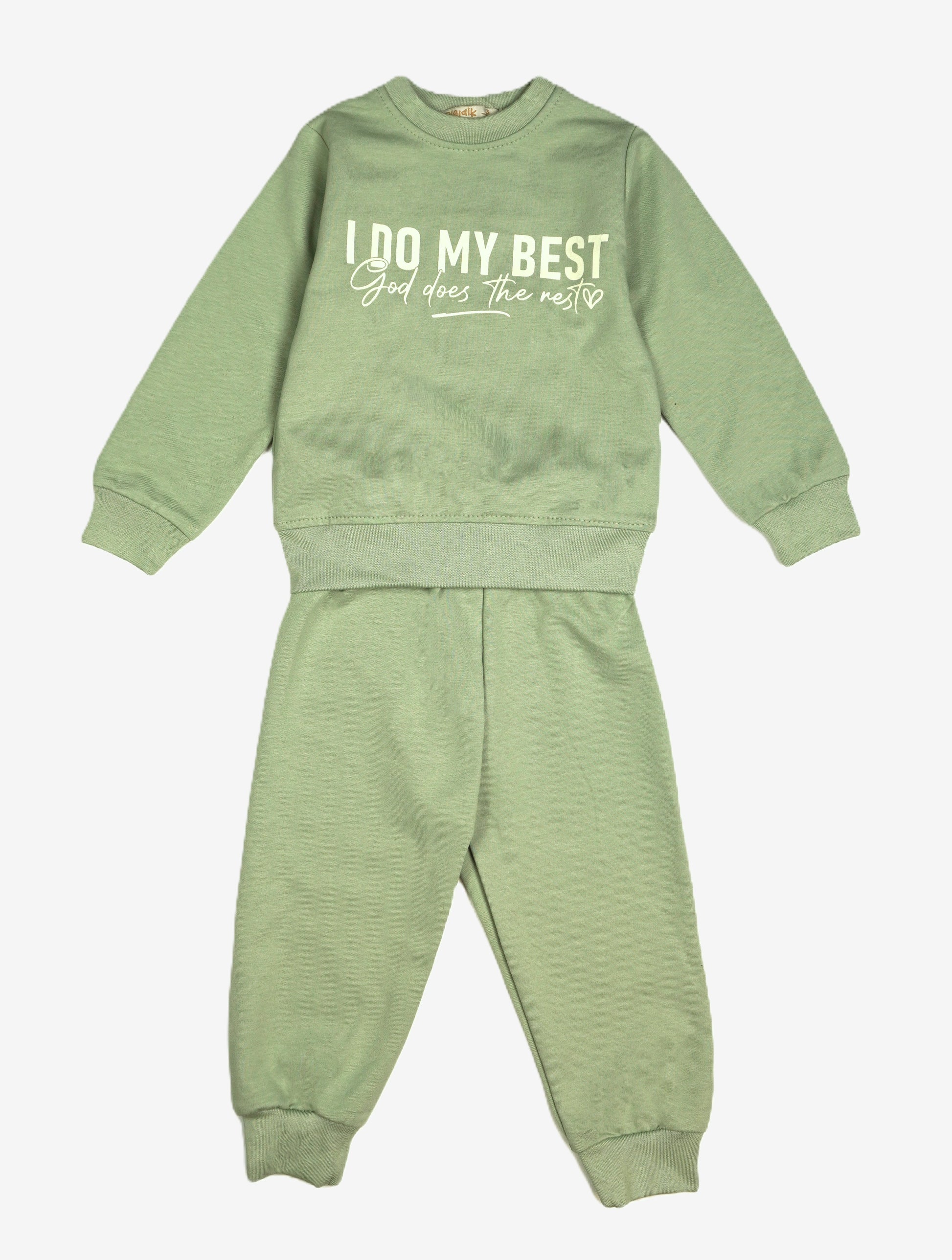 I Do My Best – Kinder Set Sweatshirt & Jogginghose Sagegreen