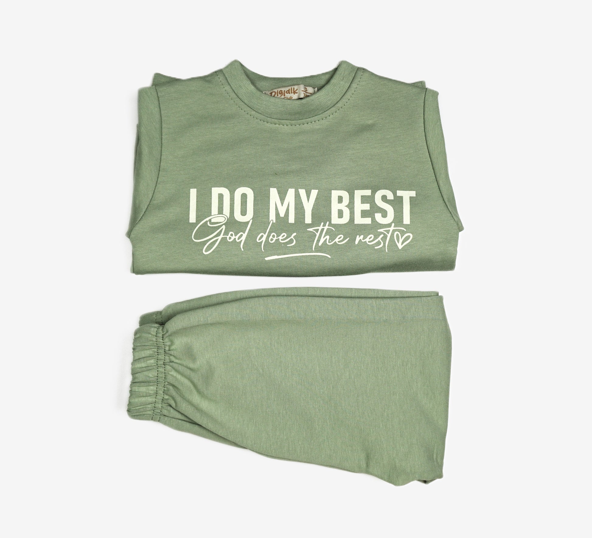 I Do My Best – Kinder Set Sweatshirt & Jogginghose Sagegreen