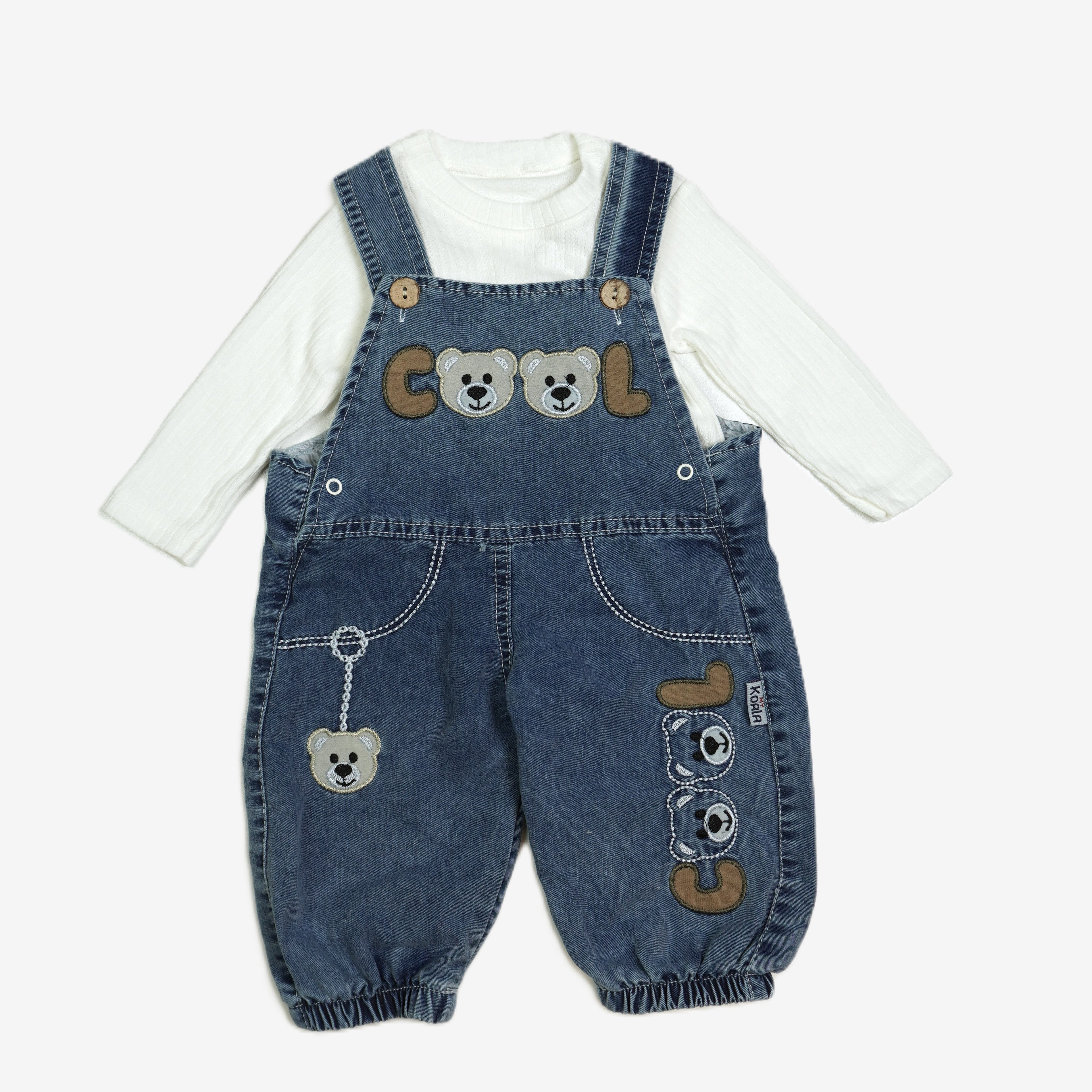 Cool Bears – Baby Denim Set Latzhose & Langarmshirt