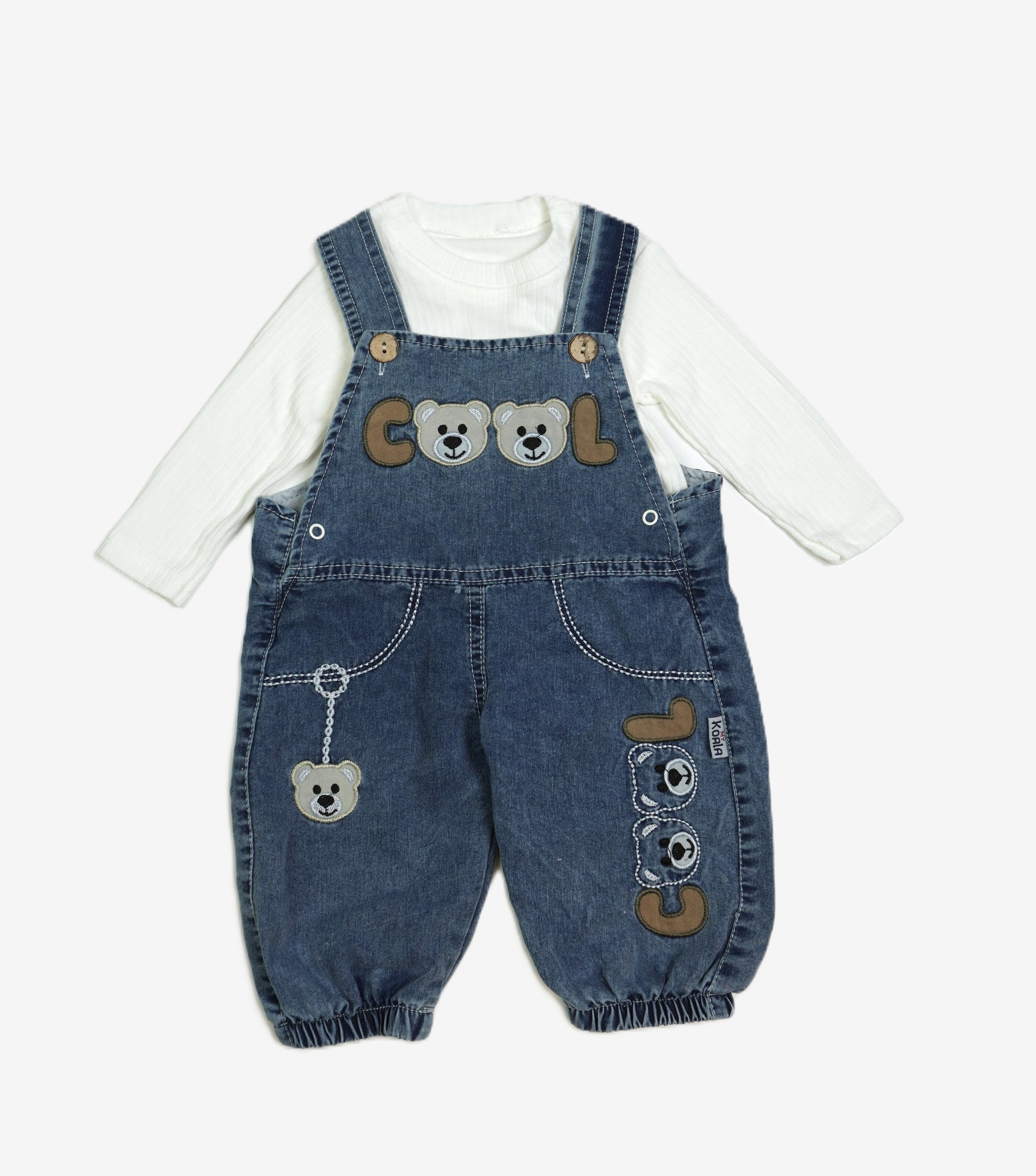 Cool Bears – Baby Denim Set Latzhose & Langarmshirt