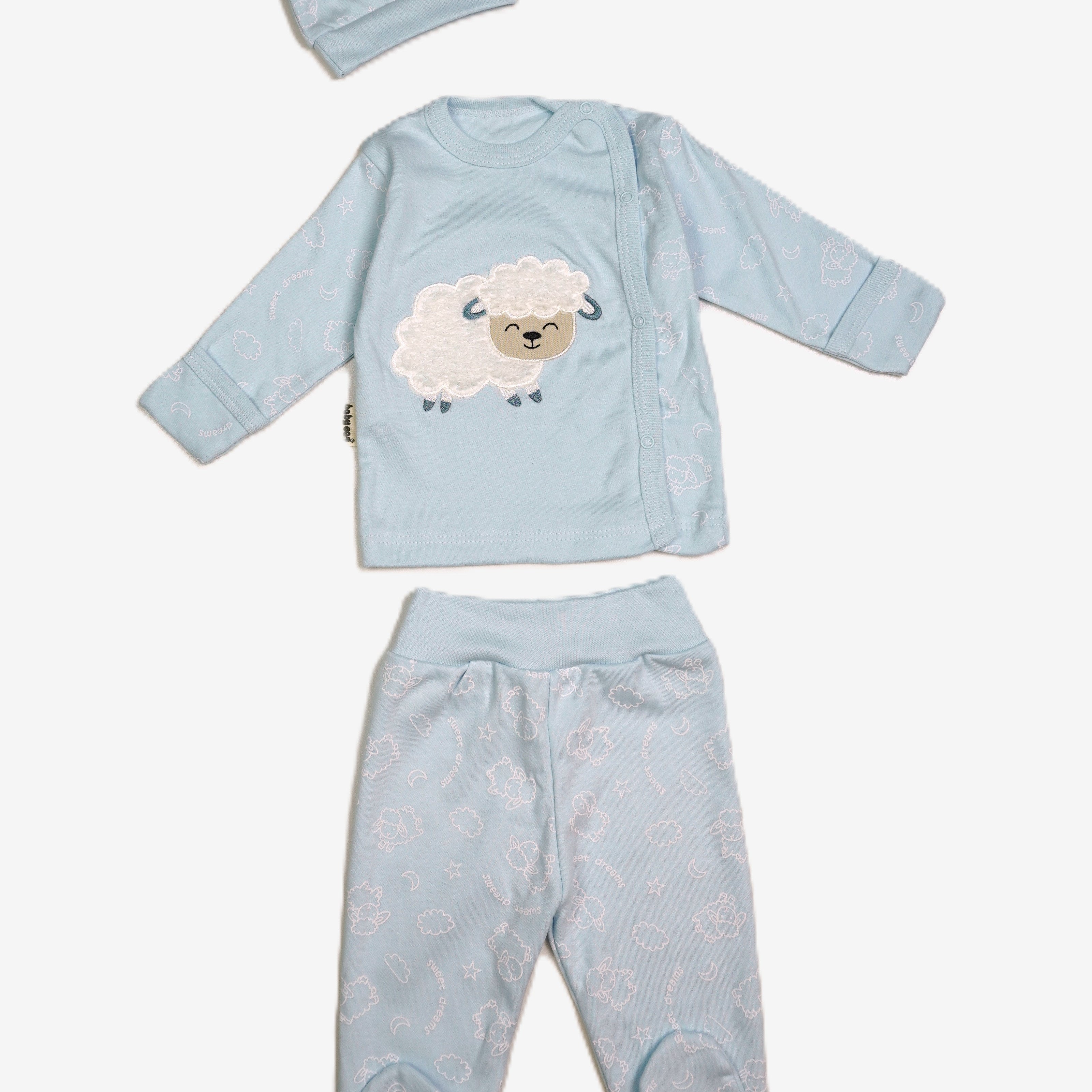 Sweet Dreams – Baby 3-teiliges Set Wickeljacke, Hose & Mütze