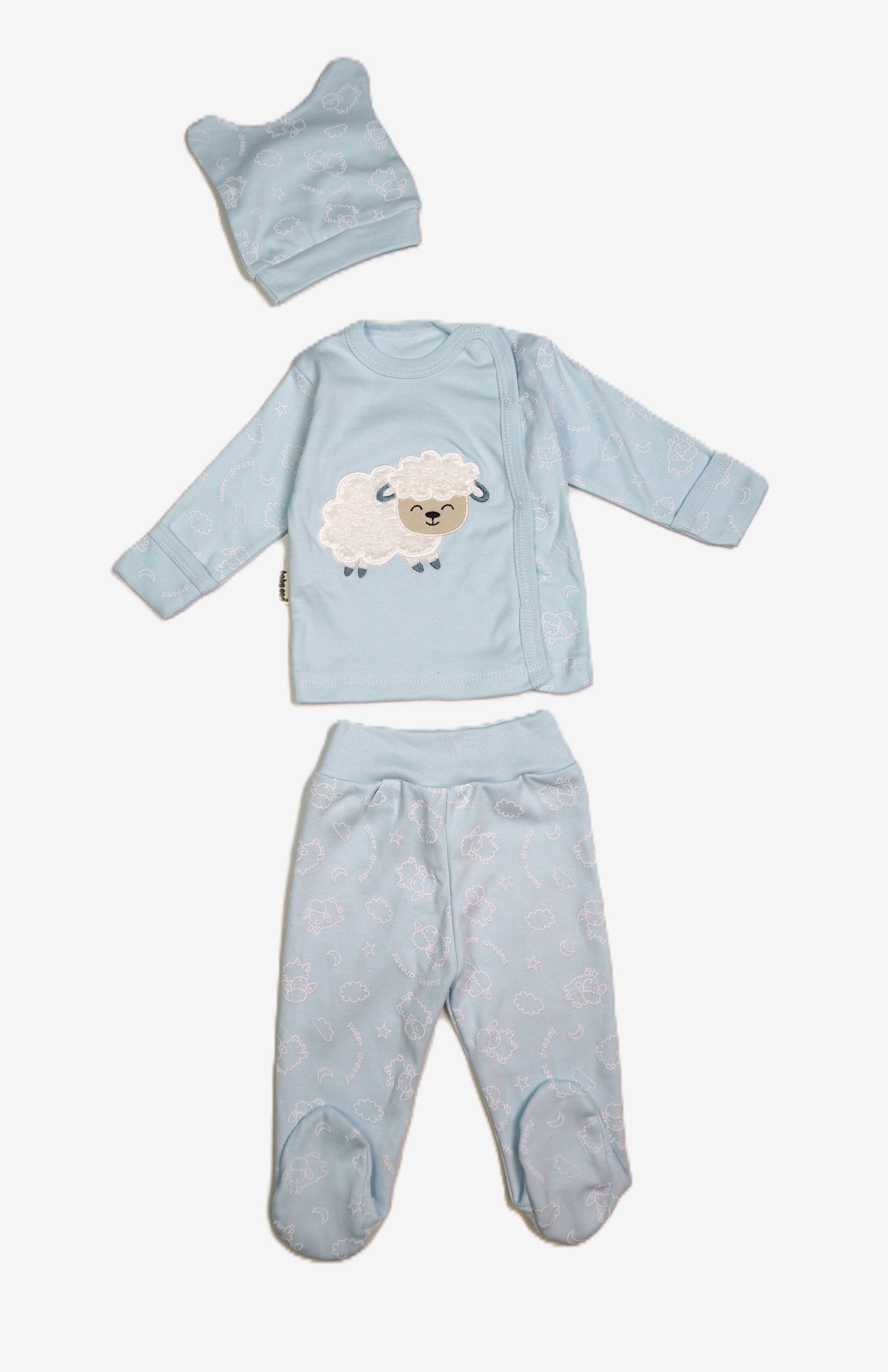 Sweet Dreams – Baby 3-teiliges Set Wickeljacke, Hose & Mütze