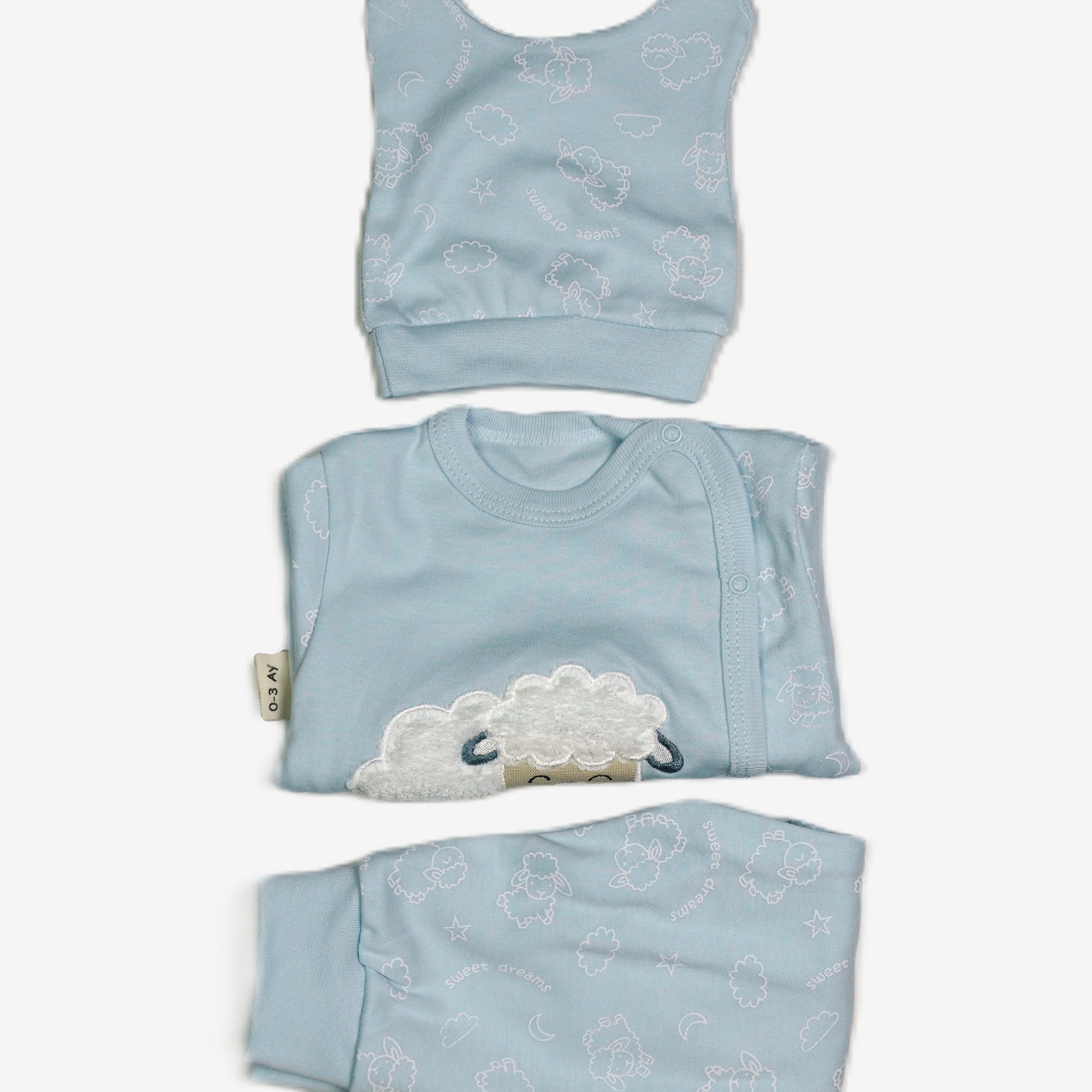 Sweet Dreams – Baby 3-teiliges Set Wickeljacke, Hose & Mütze