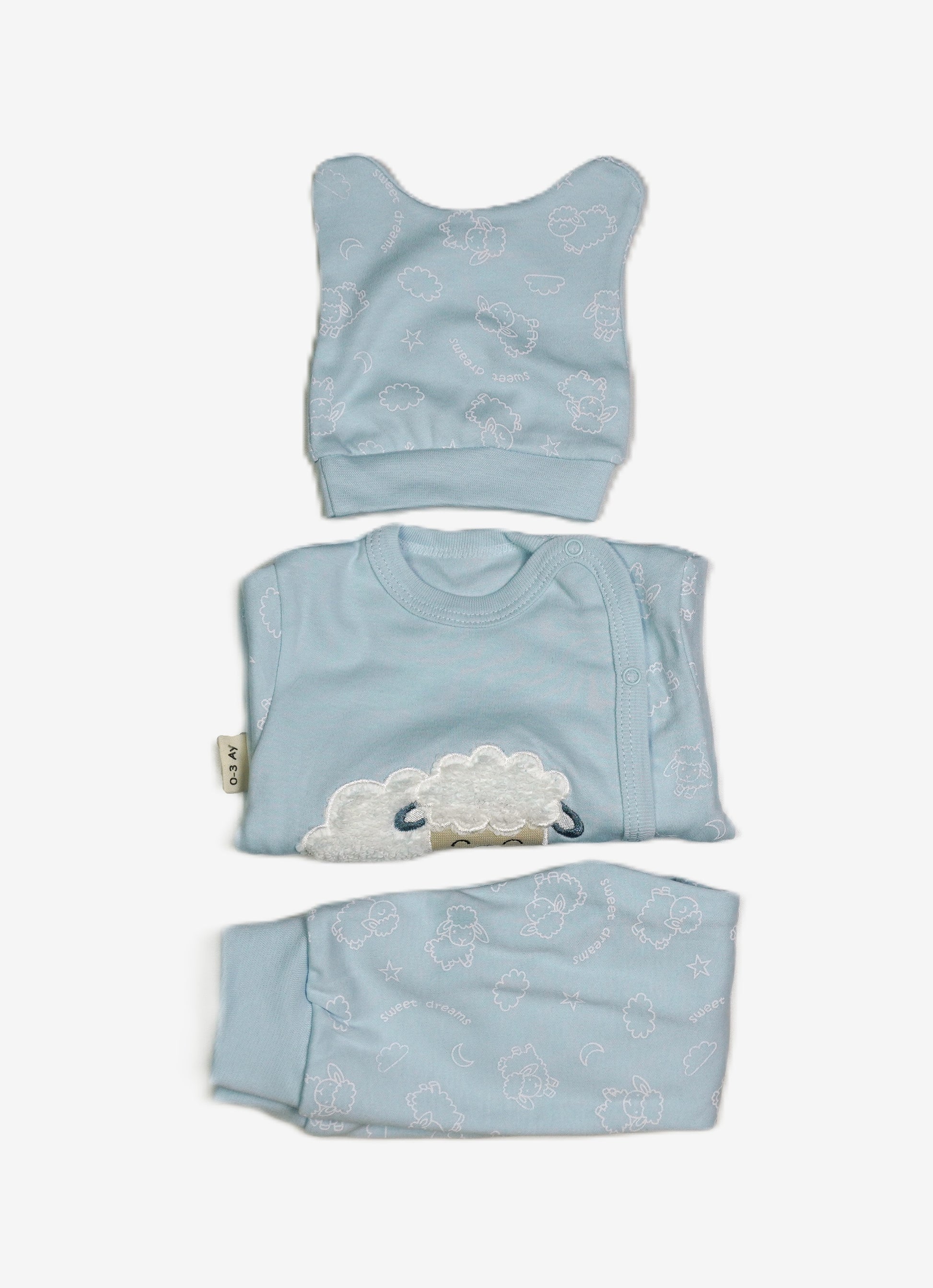 Sweet Dreams – Baby 3-teiliges Set Wickeljacke, Hose & Mütze