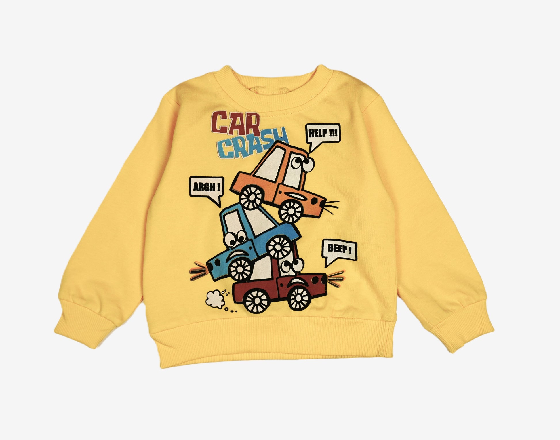 Baby 2-in-1 Set "Car Crash" Gelb – Sweatshirt & Jogginghose