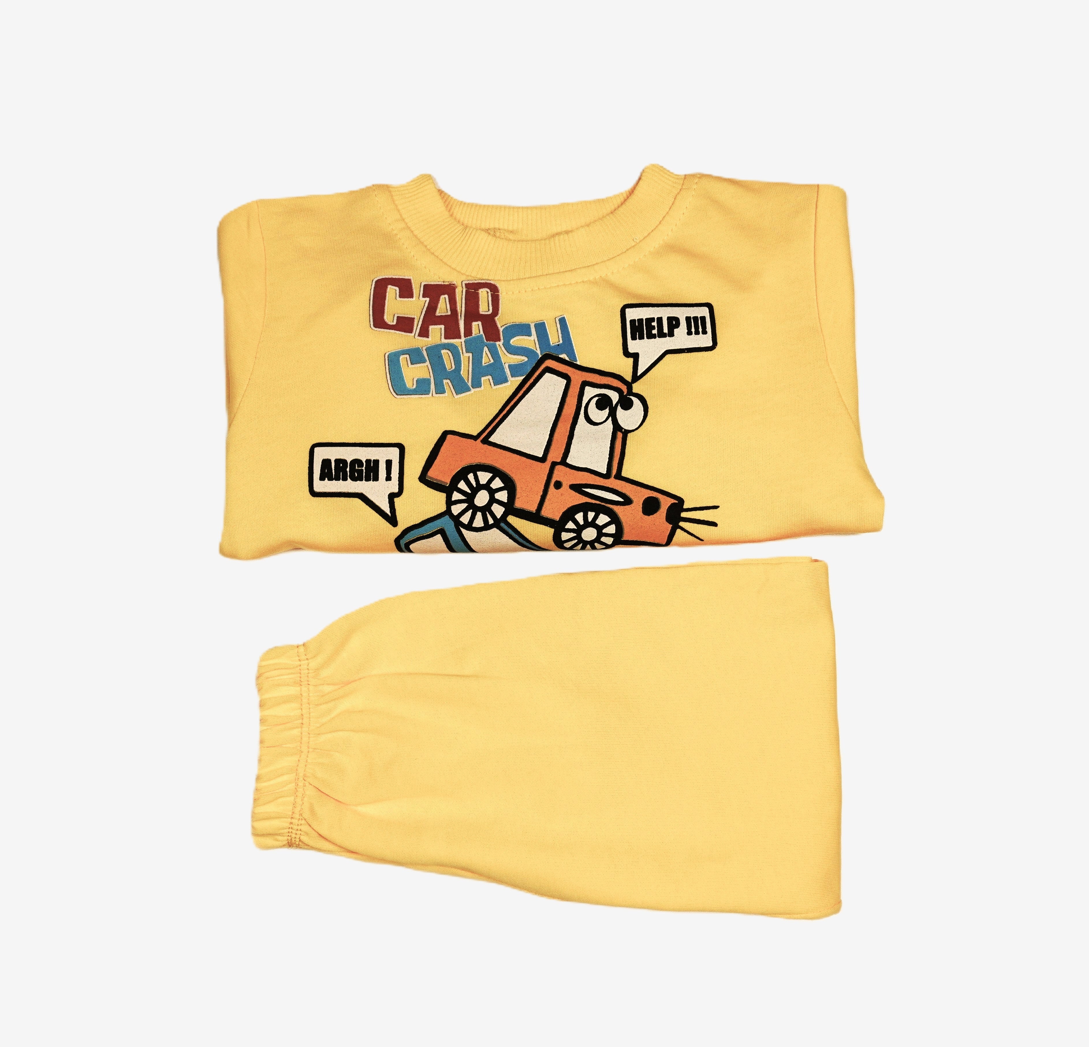 Baby 2-in-1 Set "Car Crash" Gelb – Sweatshirt & Jogginghose