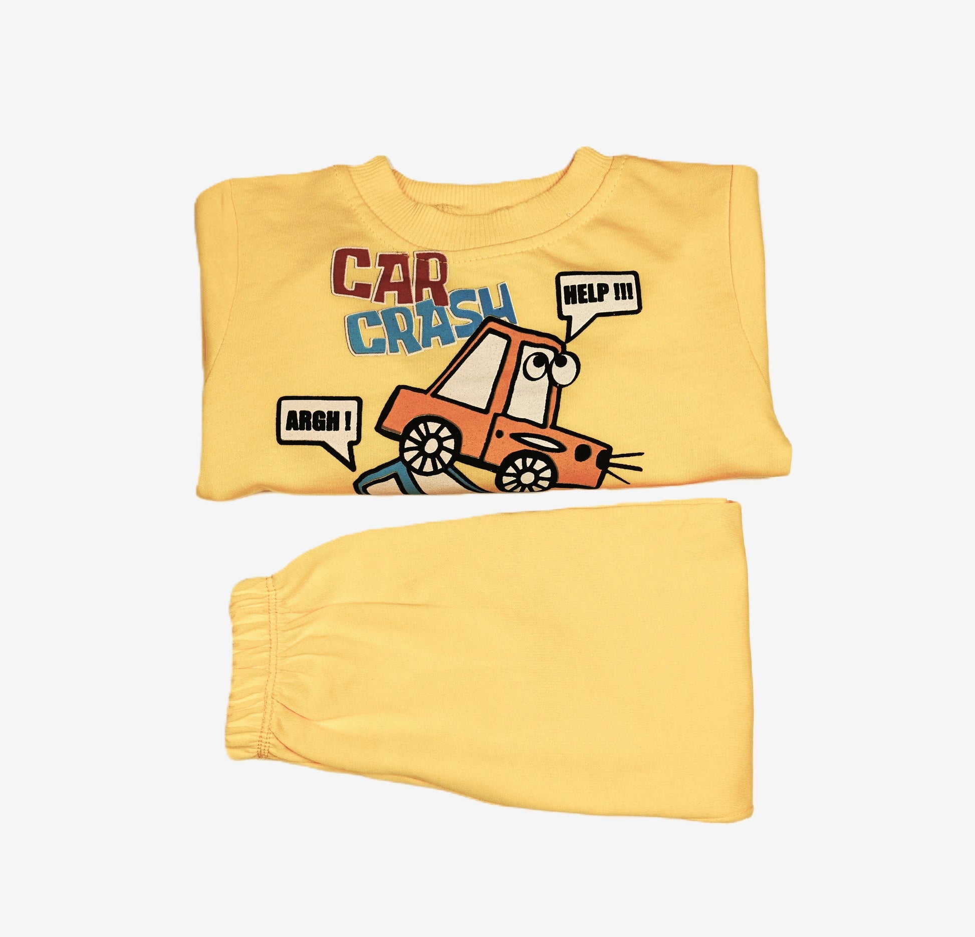 Baby 2-in-1 Set "Car Crash" Gelb – Sweatshirt & Jogginghose