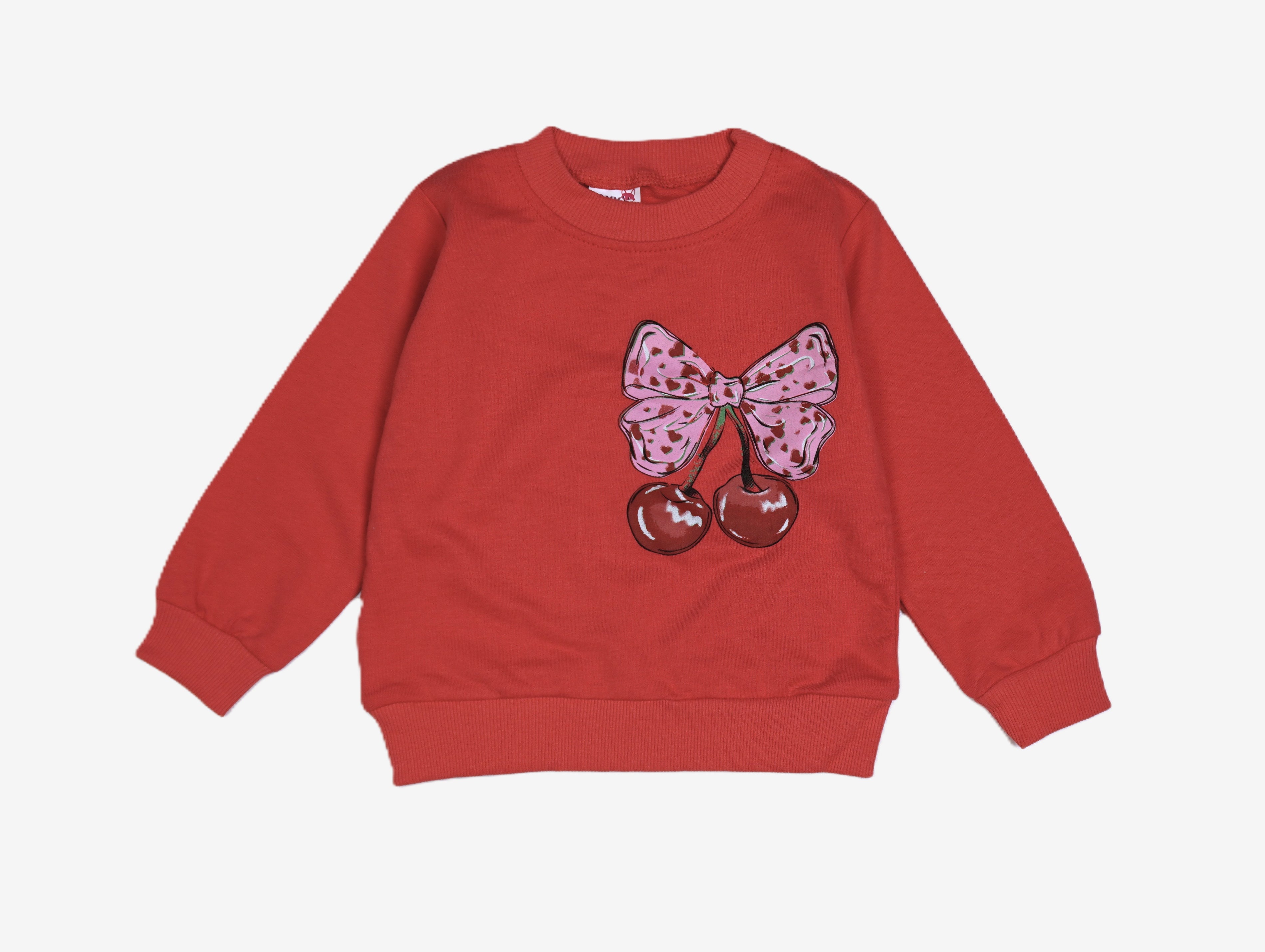 Mädchen 2-in-1 Set "Cherry Bow" Rot – Sweatshirt & Jogginghose