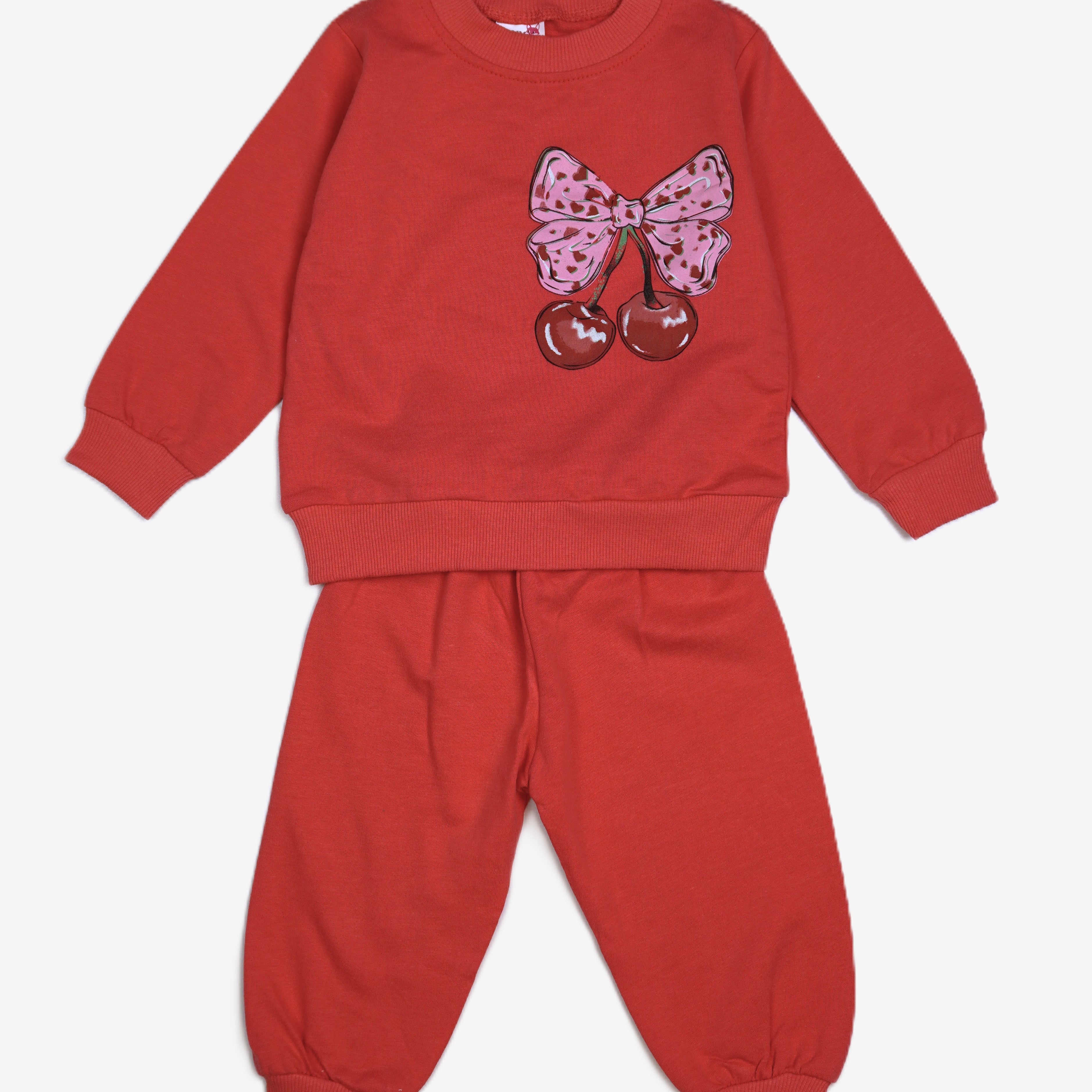 Mädchen 2-in-1 Set "Cherry Bow" Rot – Sweatshirt & Jogginghose