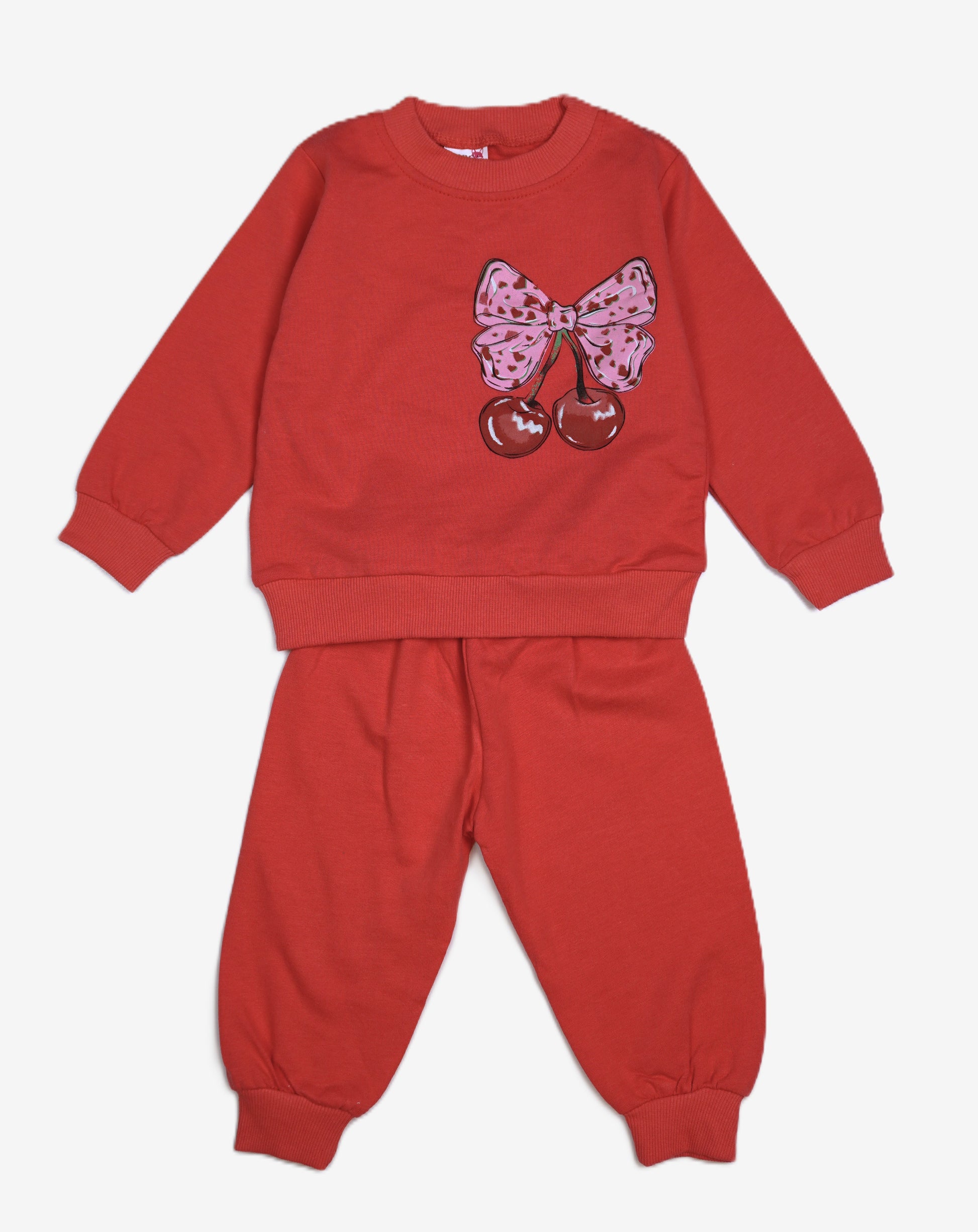 Mädchen 2-in-1 Set "Cherry Bow" Rot – Sweatshirt & Jogginghose