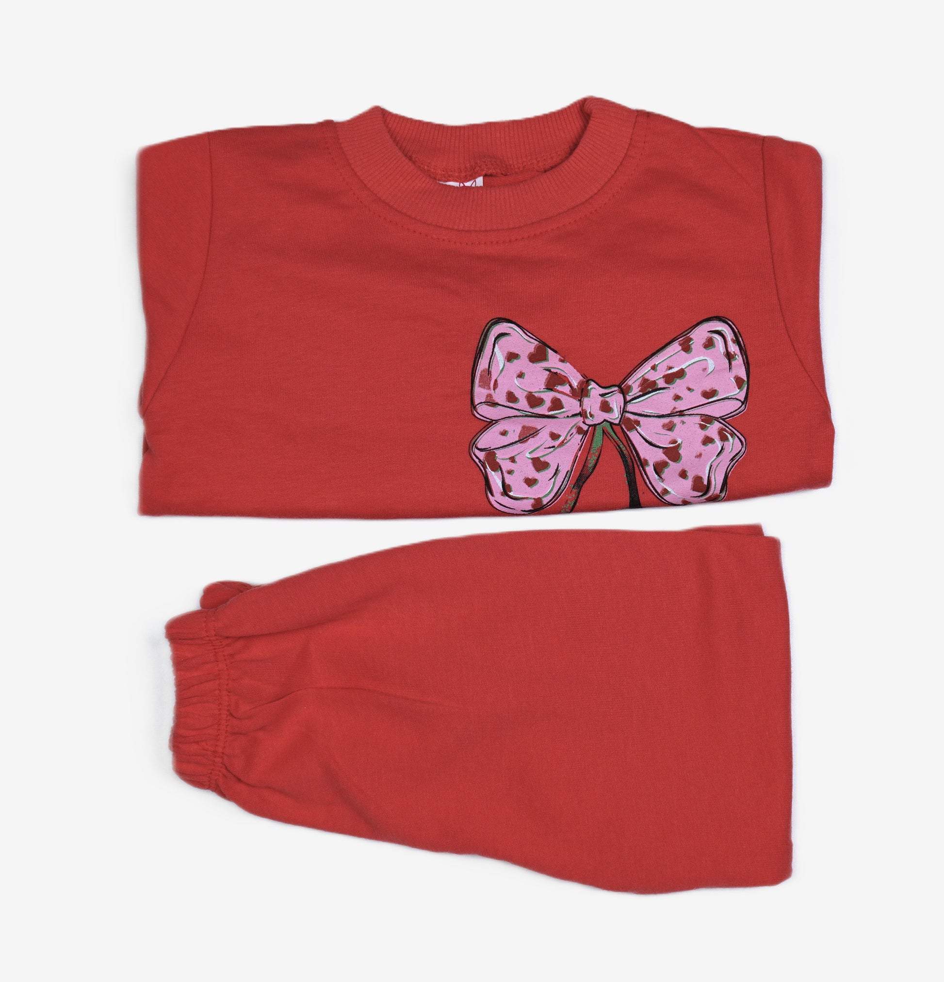 Mädchen 2-in-1 Set "Cherry Bow" Rot – Sweatshirt & Jogginghose