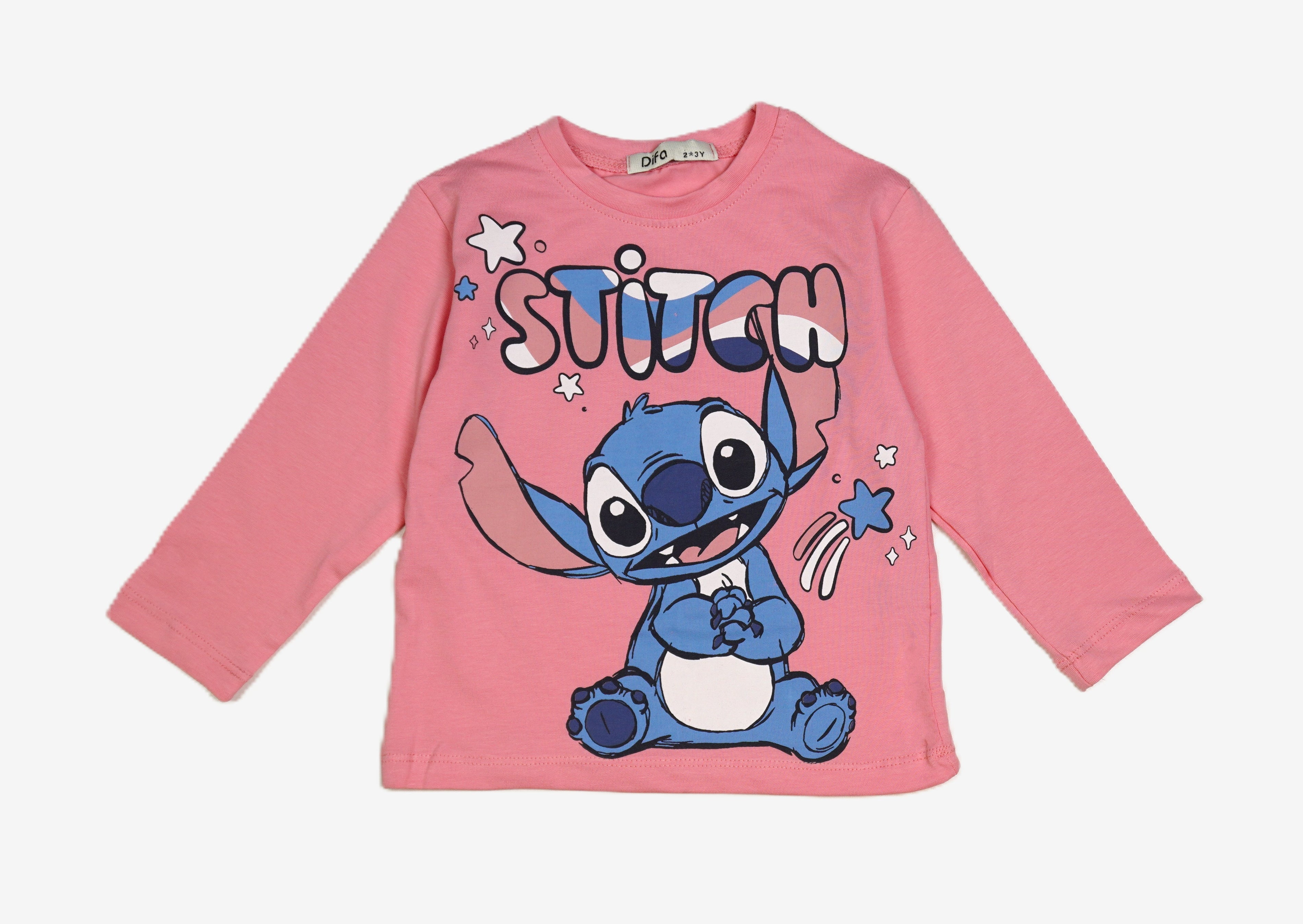 Mädchen Langarmshirt Rosa "Stitch" Disney-Print