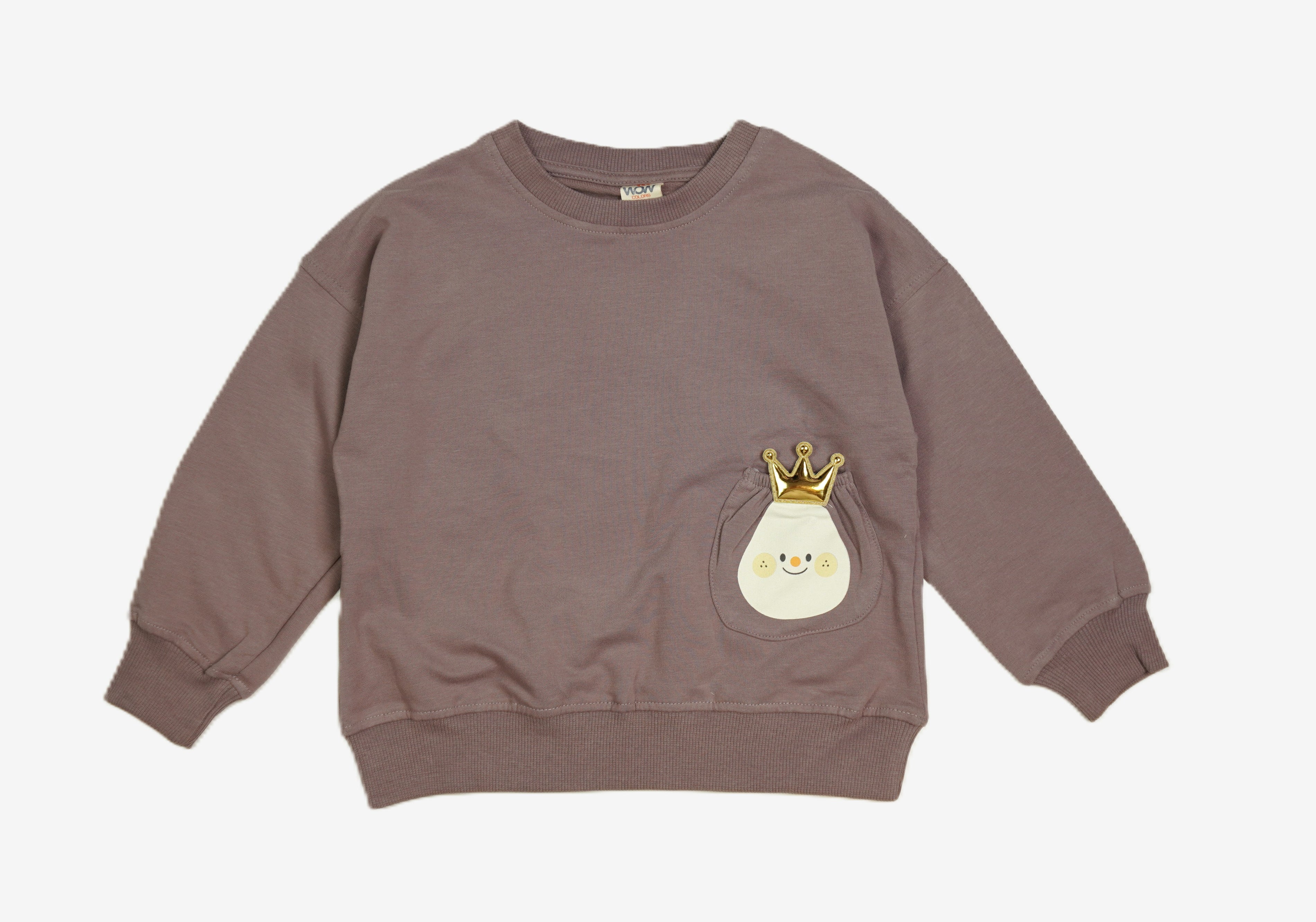 Kinder Sweatshirt Taupe "Ei-König" mit goldener Krone – WOW