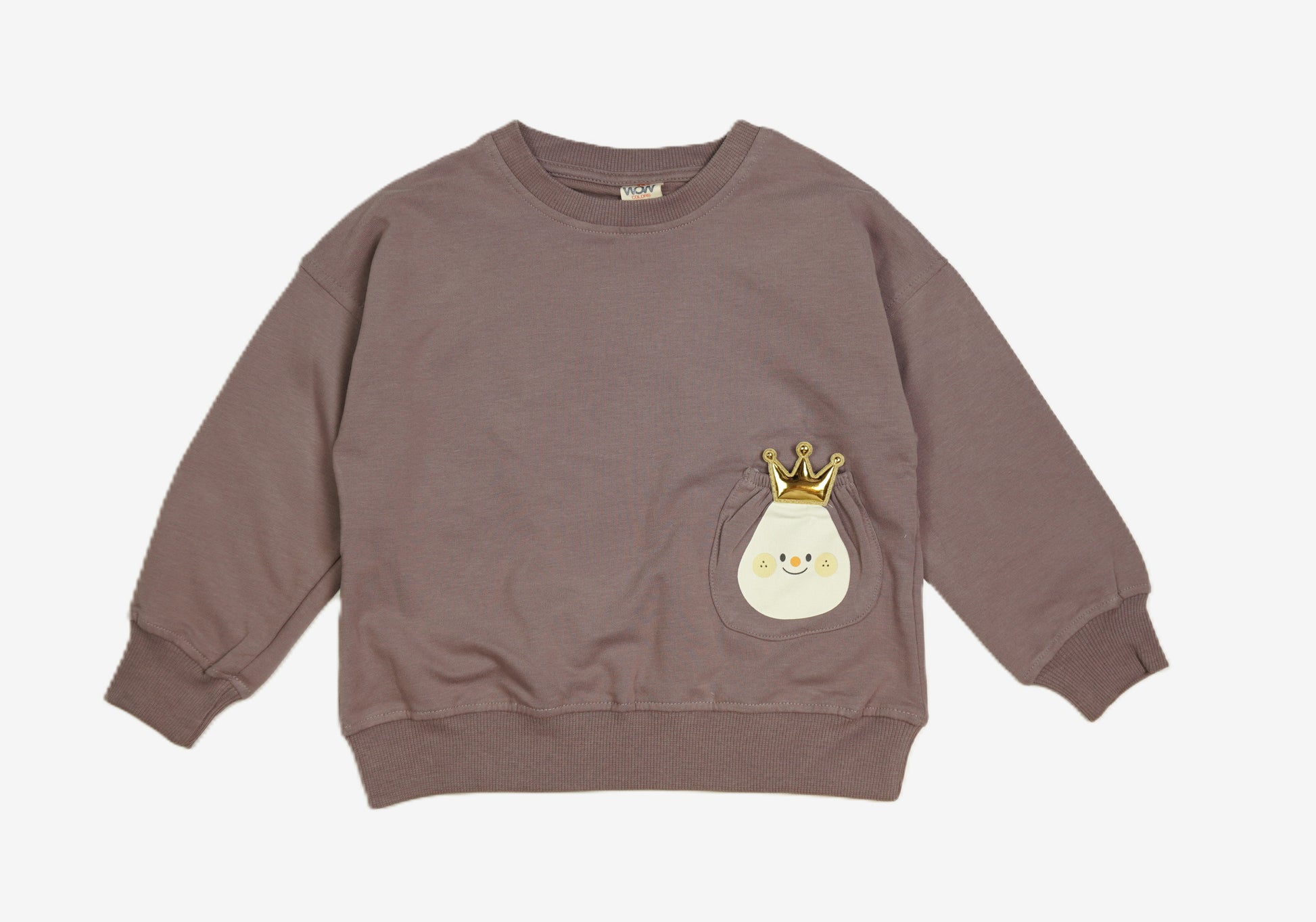Kinder Sweatshirt Taupe "Ei-König" mit goldener Krone – WOW
