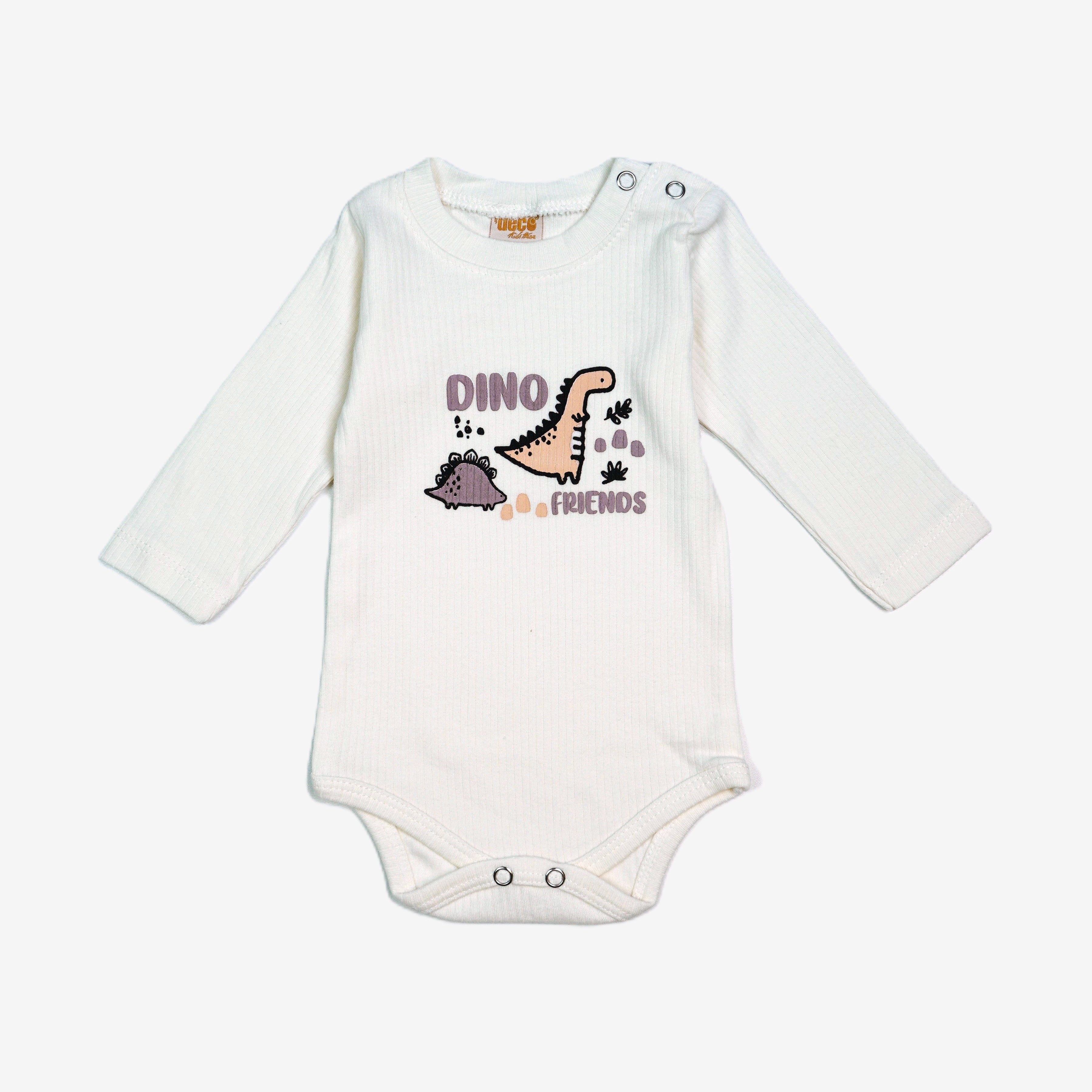 Baby Set 3-teilig «Dino Friends» – Weiss/Beige/Grau | Deco Kids