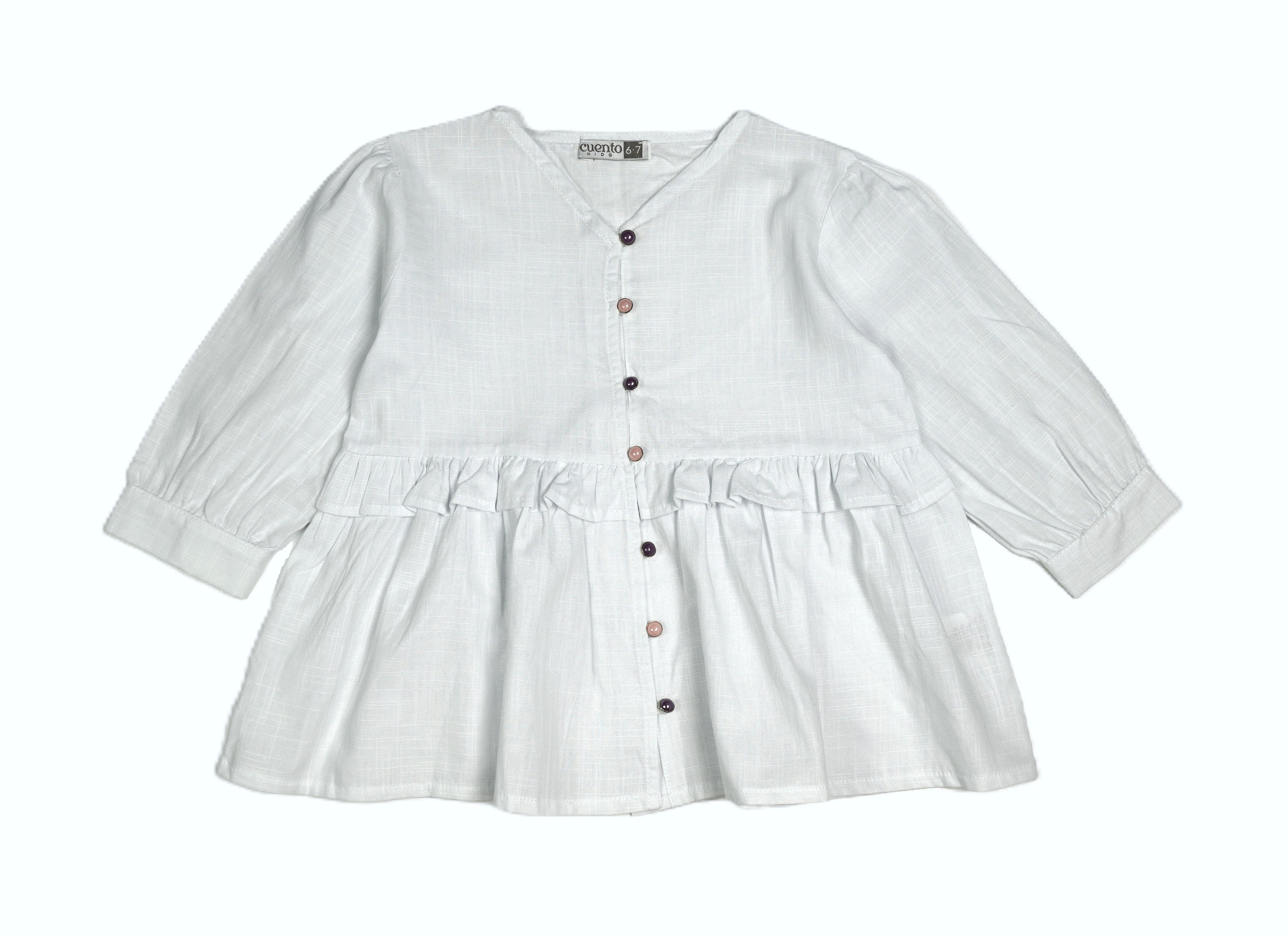 Mädchen Bluse «Rüschen Peplum» – Weiss | Cuento