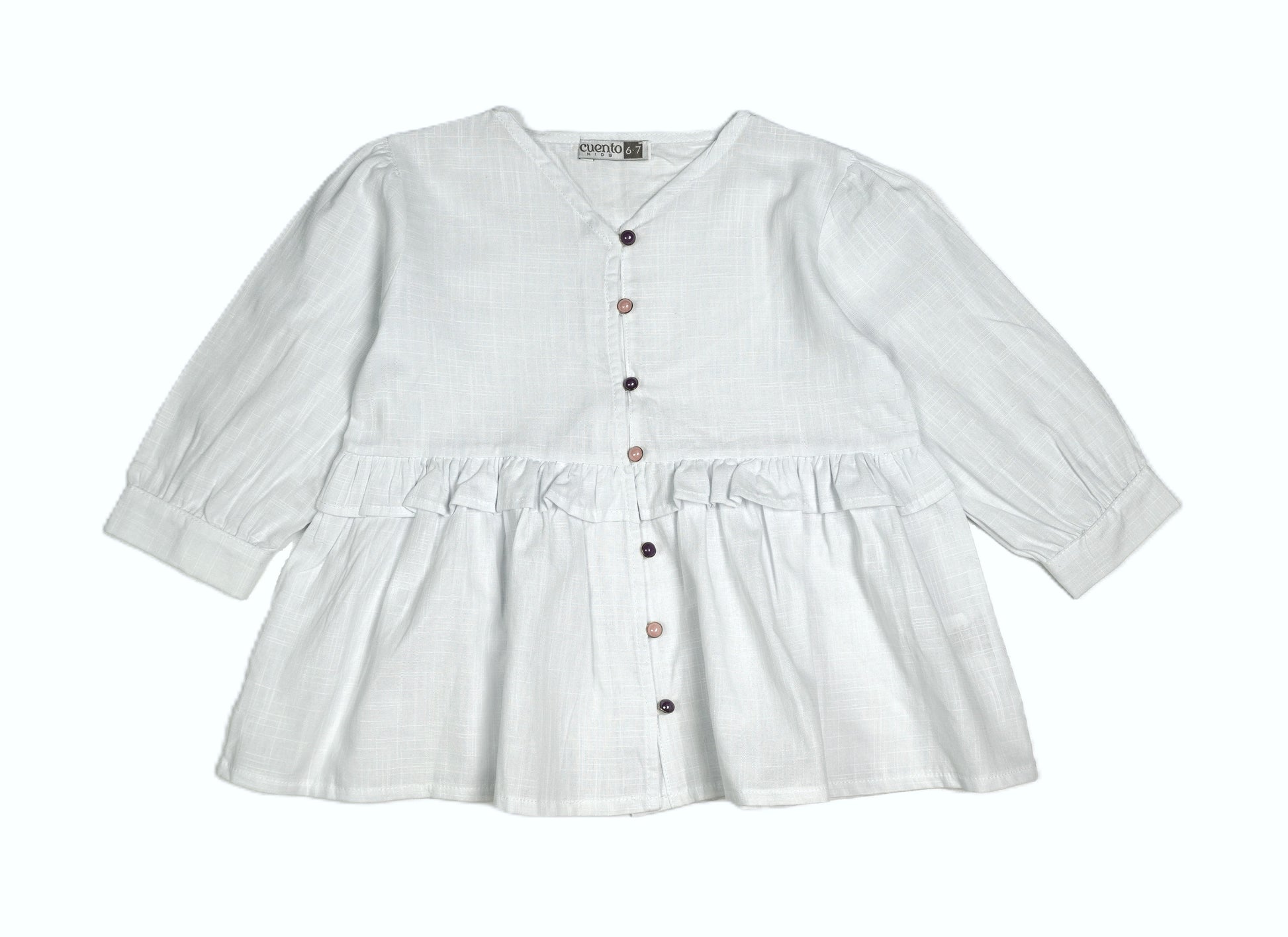 Mädchen Bluse «Rüschen Peplum» – Weiss | Cuento