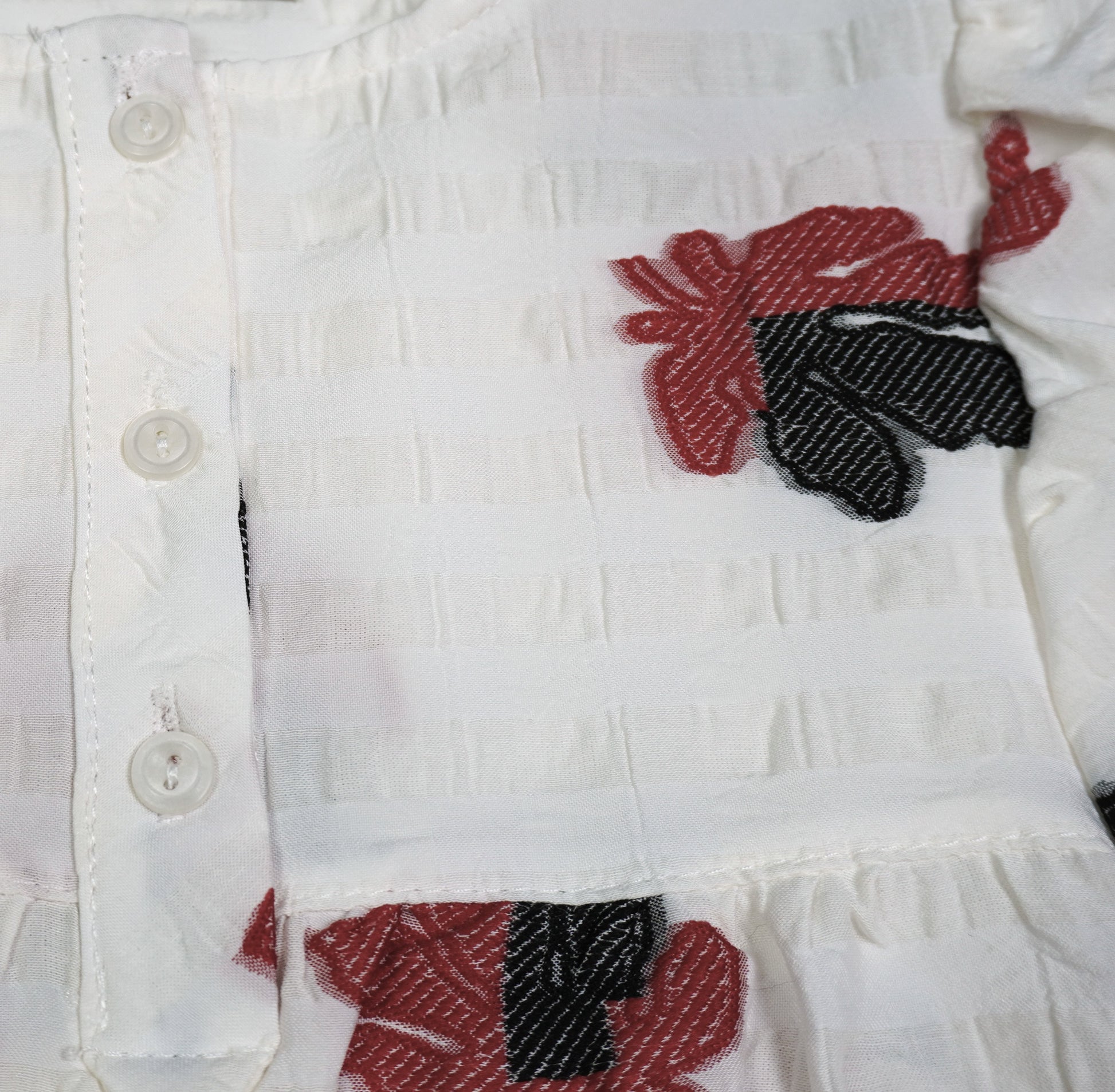 Mädchen Bluse «Rosen Allover» – Weiss/Bordeaux