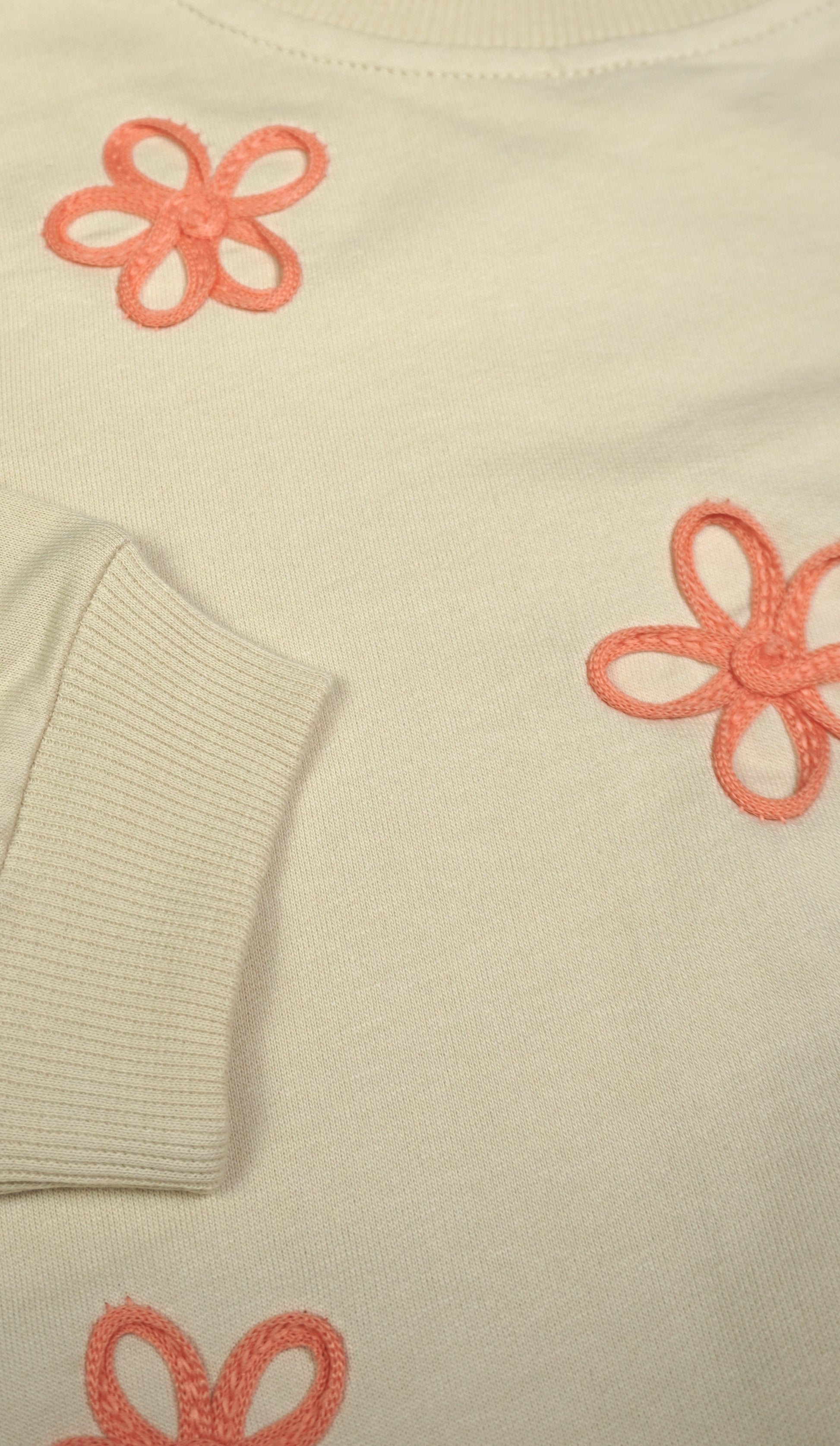 Mädchen-Set 2-teilig «Blumen Applikation» – Creme/Altrosa