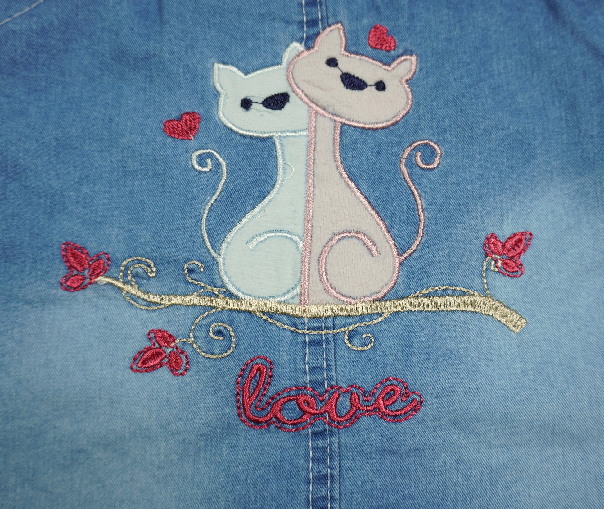 Baby Mädchen-Set 2-teilig «Love Cats» – Jeans/Weiss
