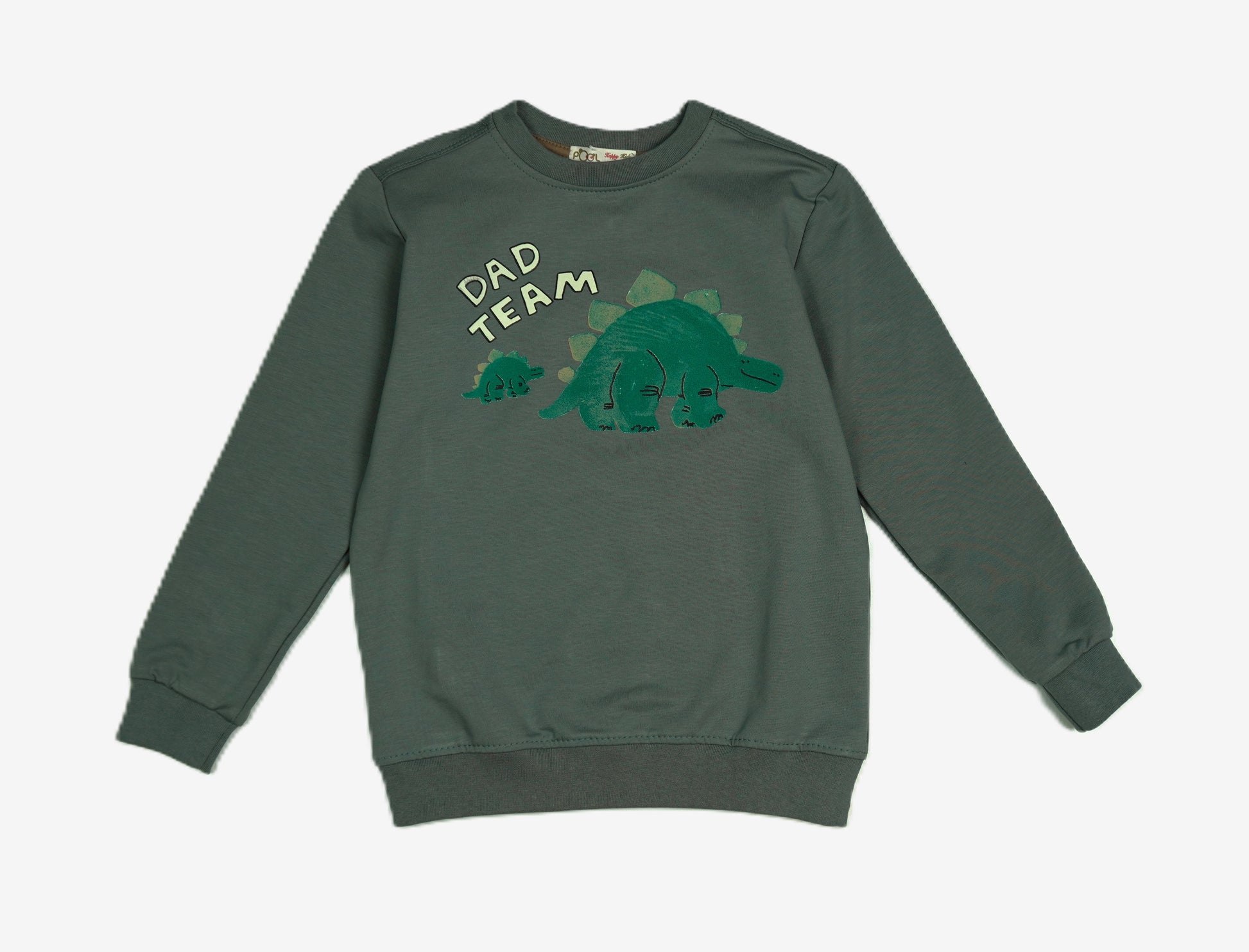 Knaben Sweatshirt «Dad Team» Dino – Khakigrün