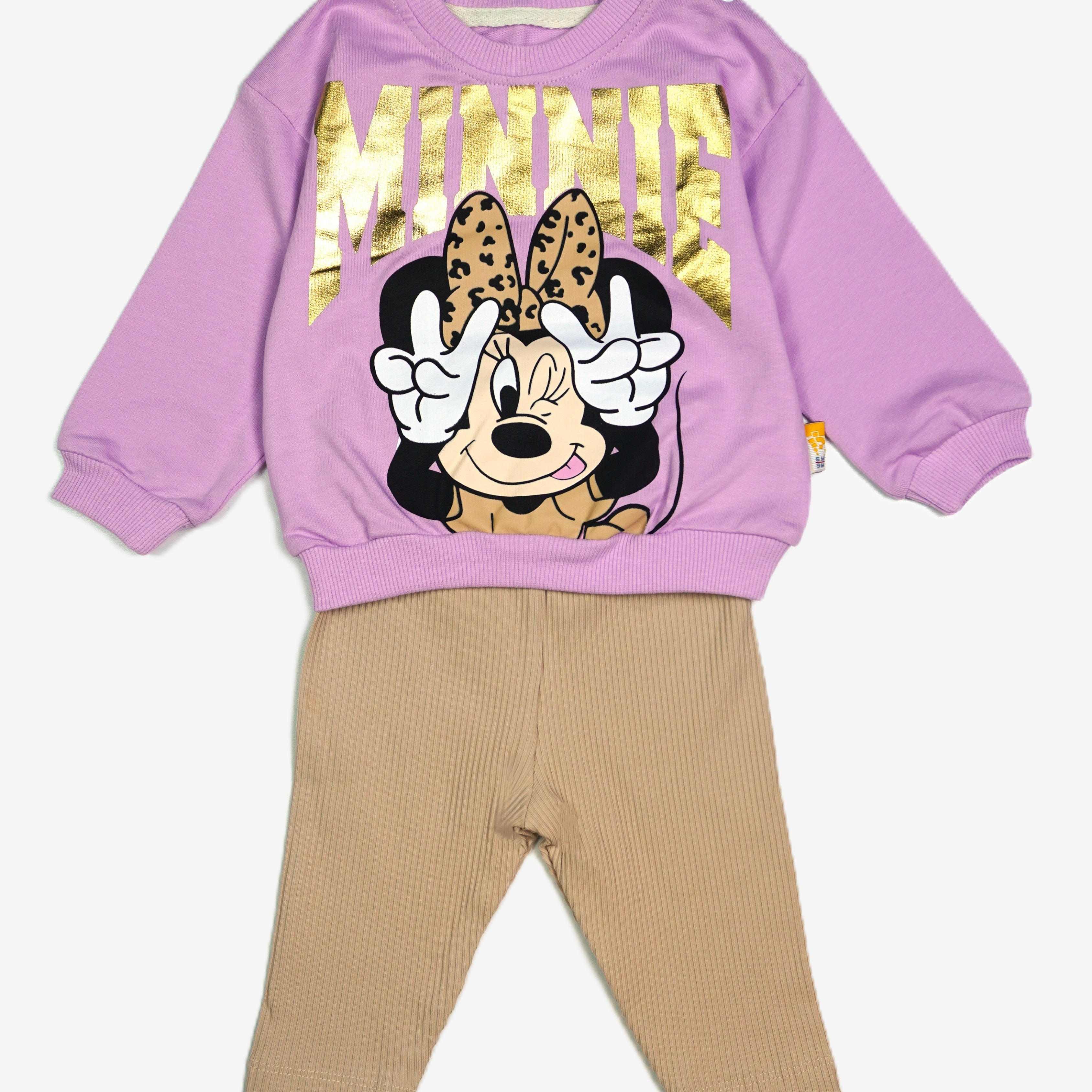Baby Mädchen-Set 2-teilig «Minnie Gold» – Lila/Beige