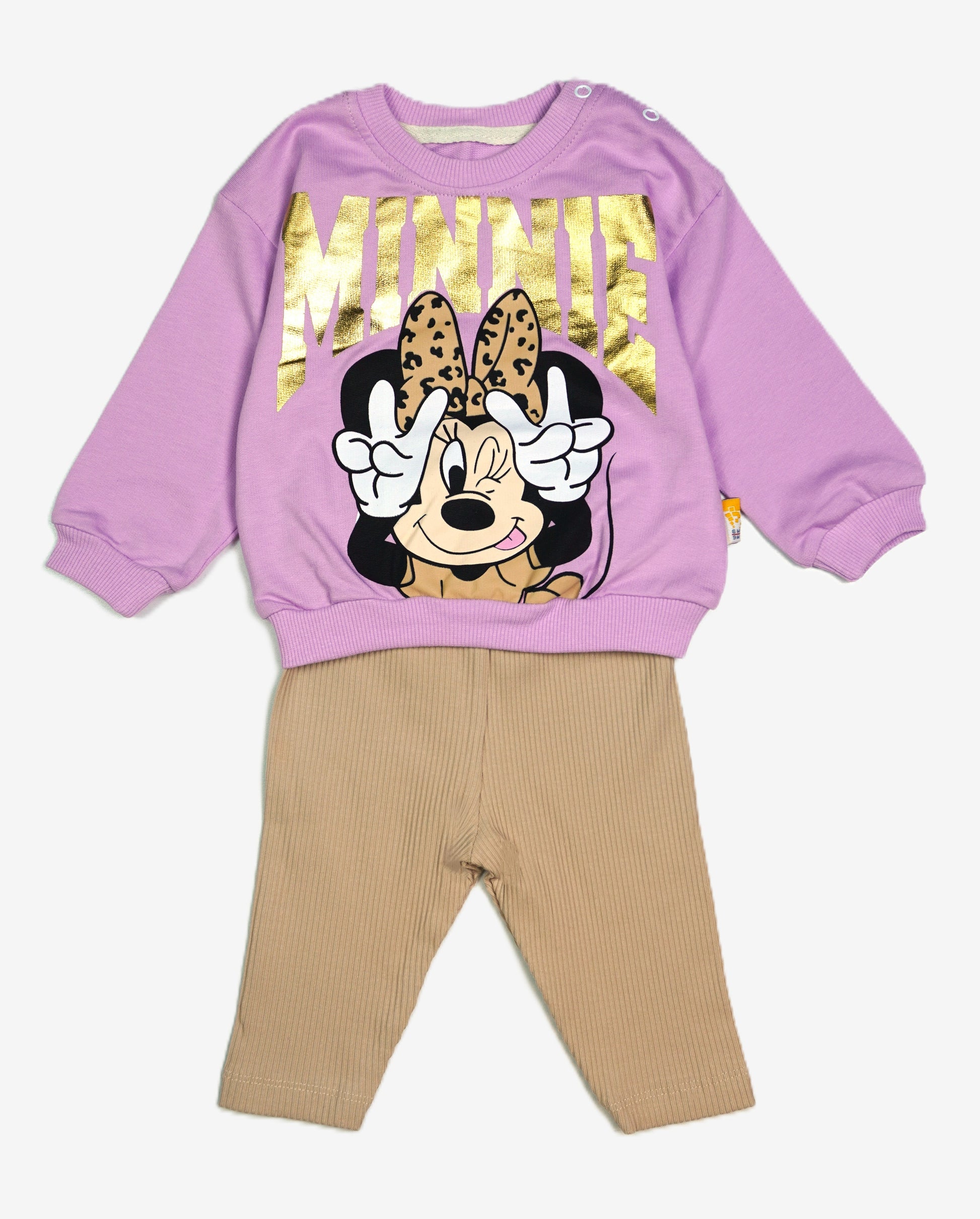 Baby Mädchen-Set 2-teilig «Minnie Gold» – Lila/Beige