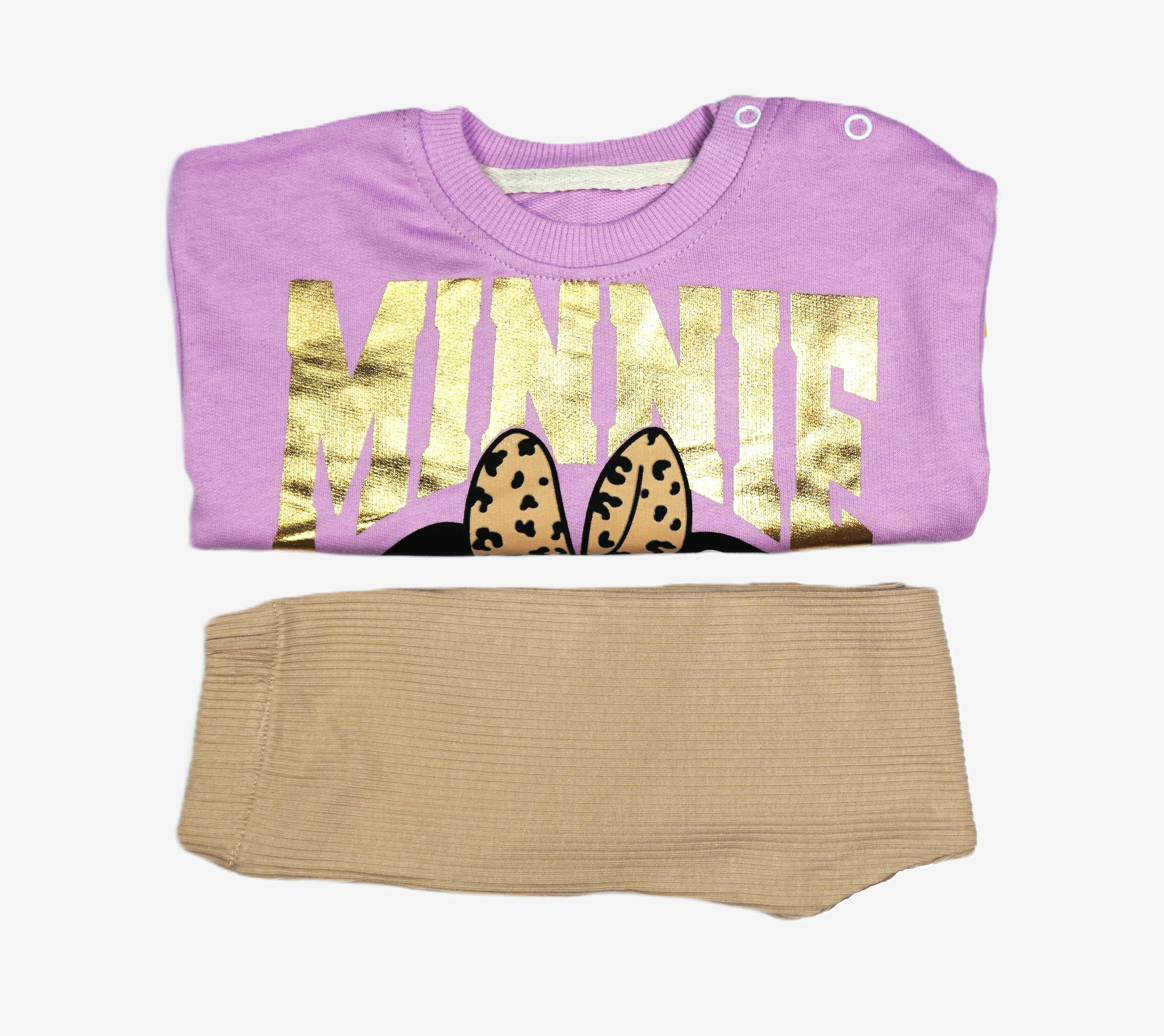Baby Mädchen-Set 2-teilig «Minnie Gold» – Lila/Beige