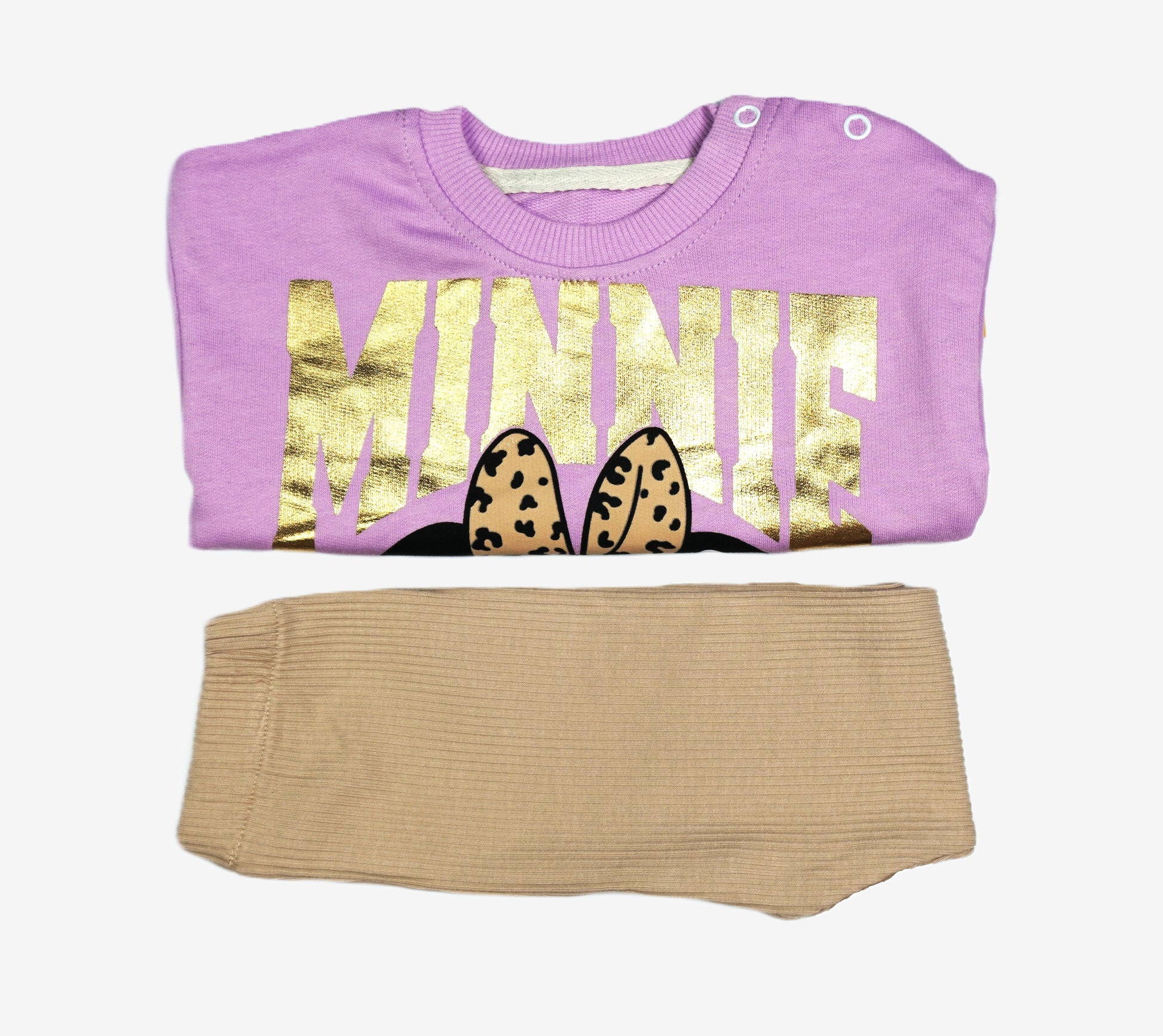 Baby Mädchen-Set 2-teilig «Minnie Gold» – Lila/Beige