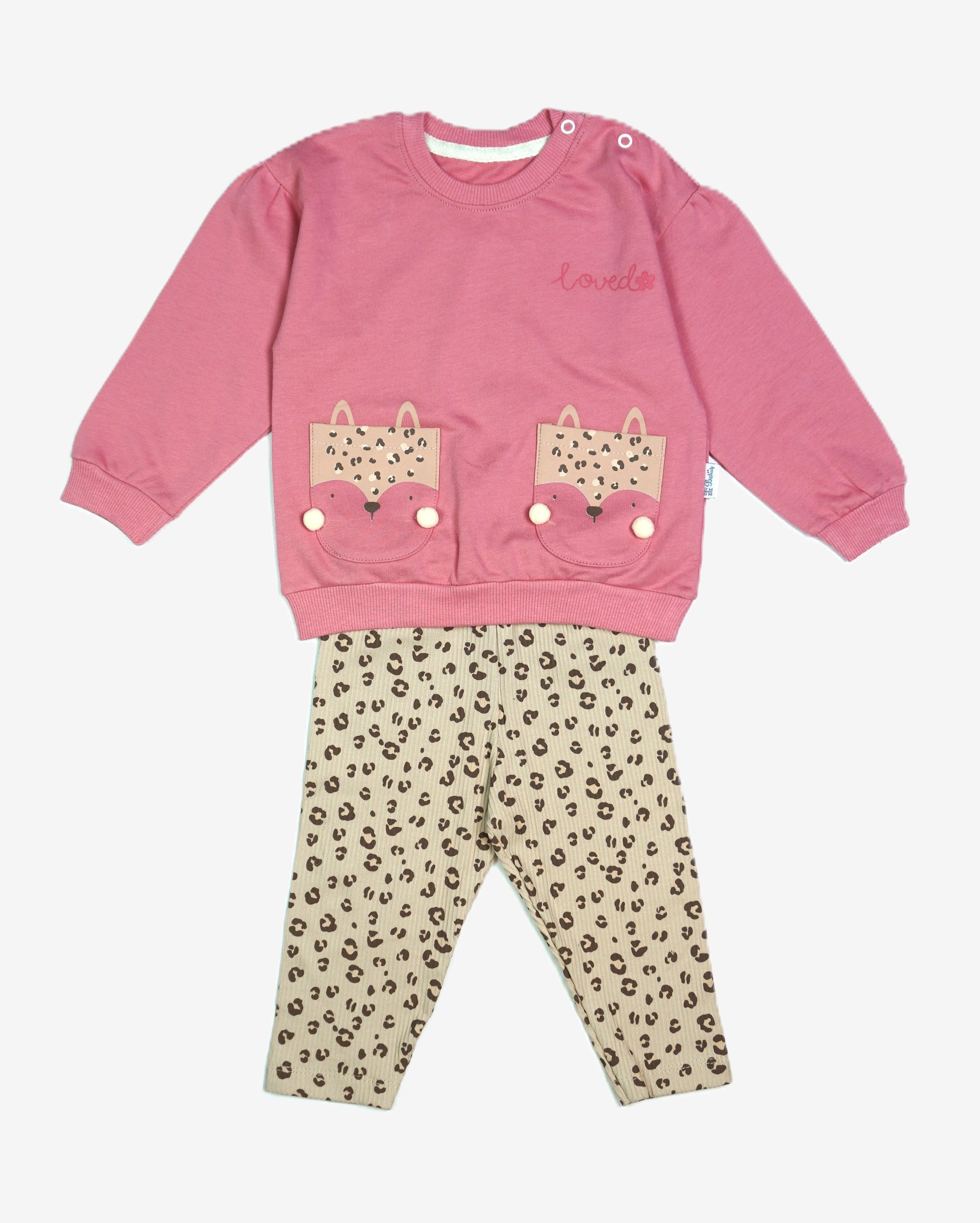 Baby Mädchen-Set 2-teilig «Loved» Fuchs – Pink/Beige Leopard