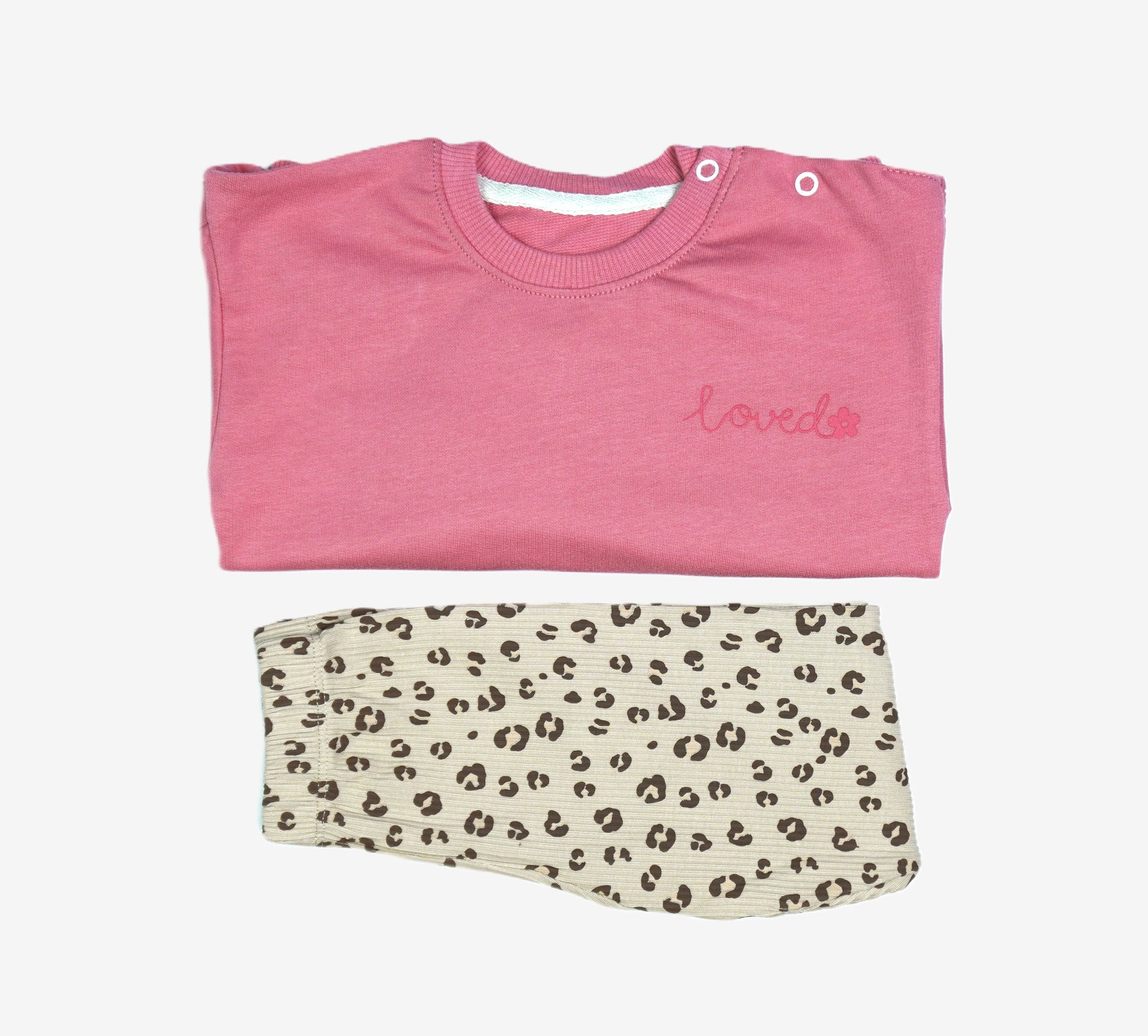 Baby Mädchen-Set 2-teilig «Loved» Fuchs – Pink/Beige Leopard