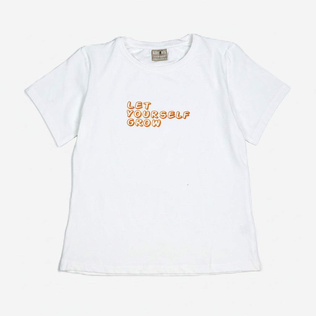 Mädchen 2-in-1 Set: Streifenhemd Gelb & T-Shirt "Let Yourself Grow"