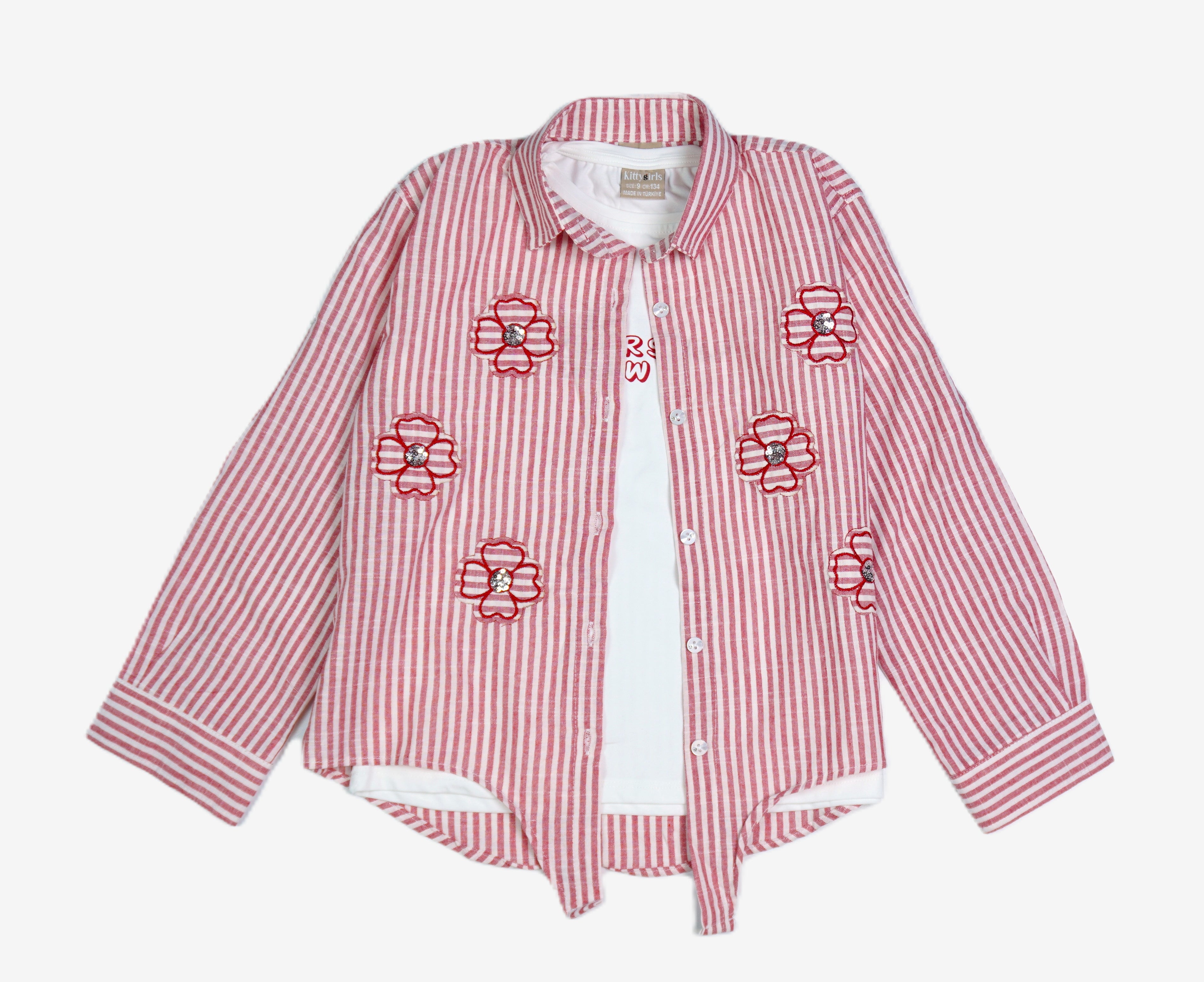 🌸 Mädchen-Set 2-teilig «Let Yourself Grow» – Rot/Weiss