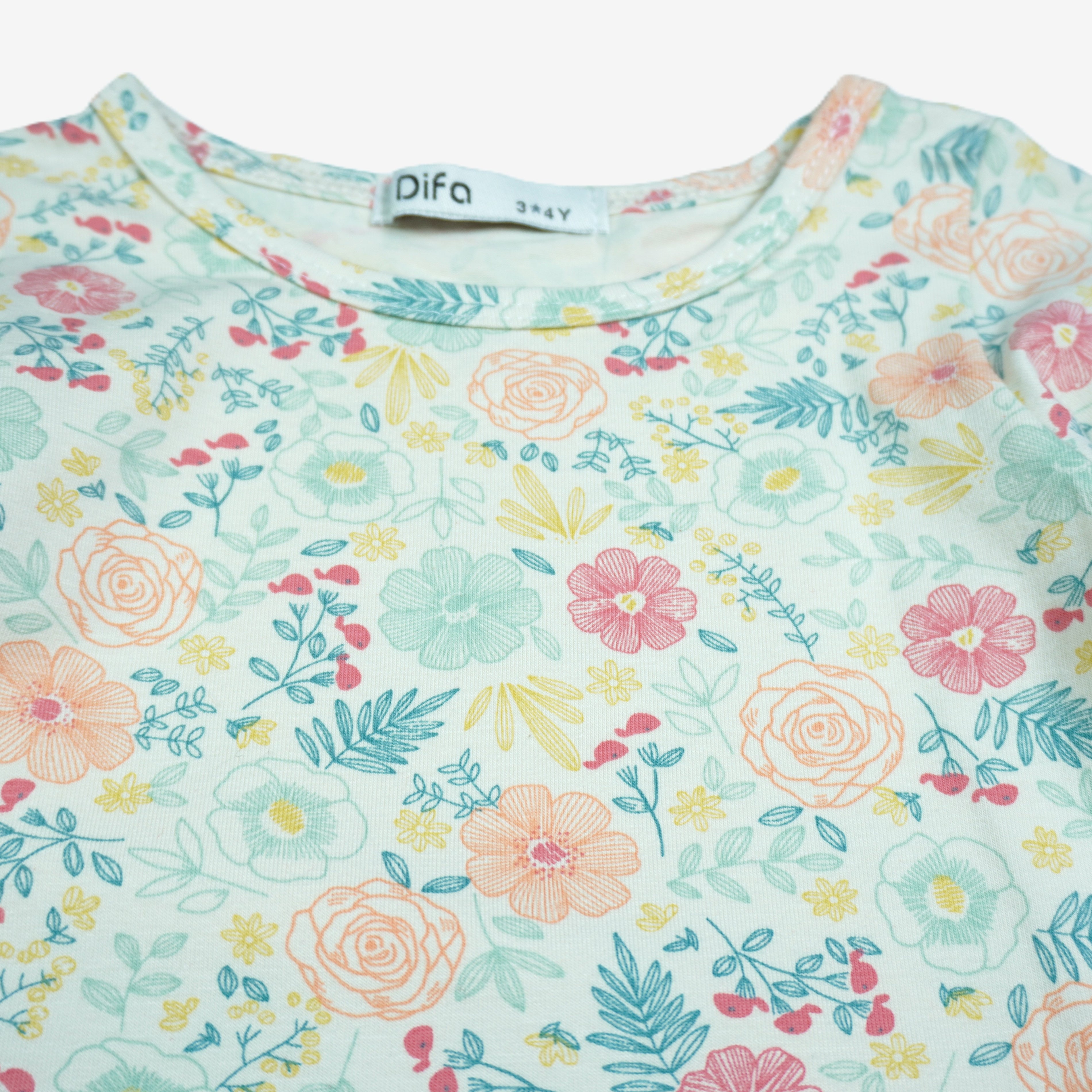 🌸 Mädchen Kleid «Floral Garden» – Mint/Pastell