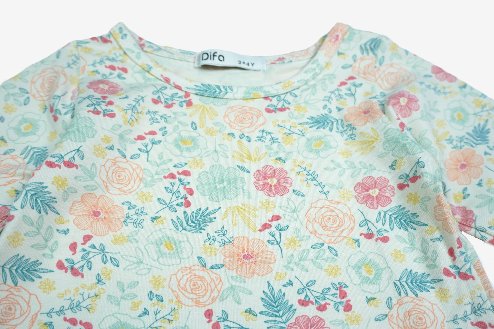 🌸 Mädchen Kleid «Floral Garden» – Mint/Pastell