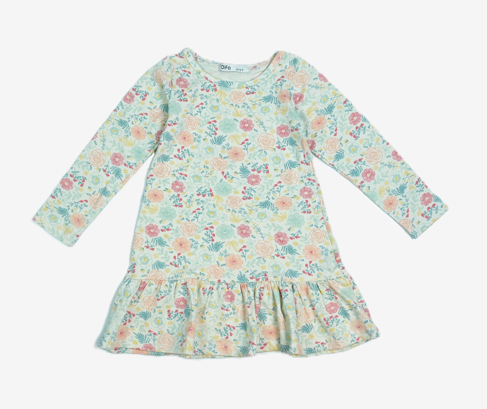 🌸 Mädchen Kleid «Floral Garden» – Mint/Pastell
