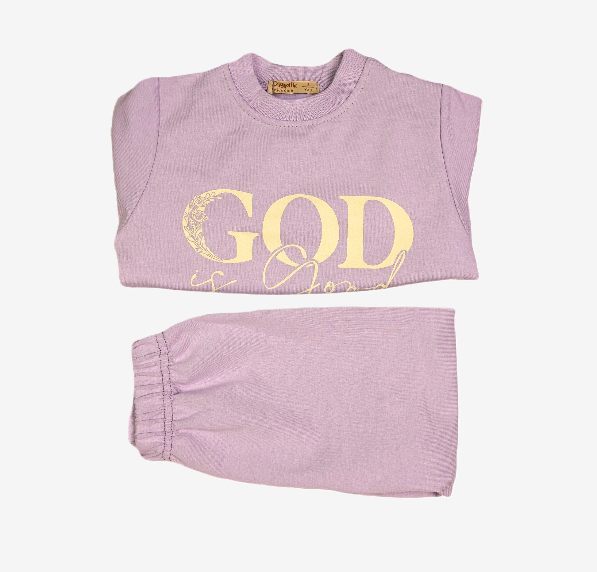 💜 Kinder-Set 2-teilig «God Is Good» – Lavendel