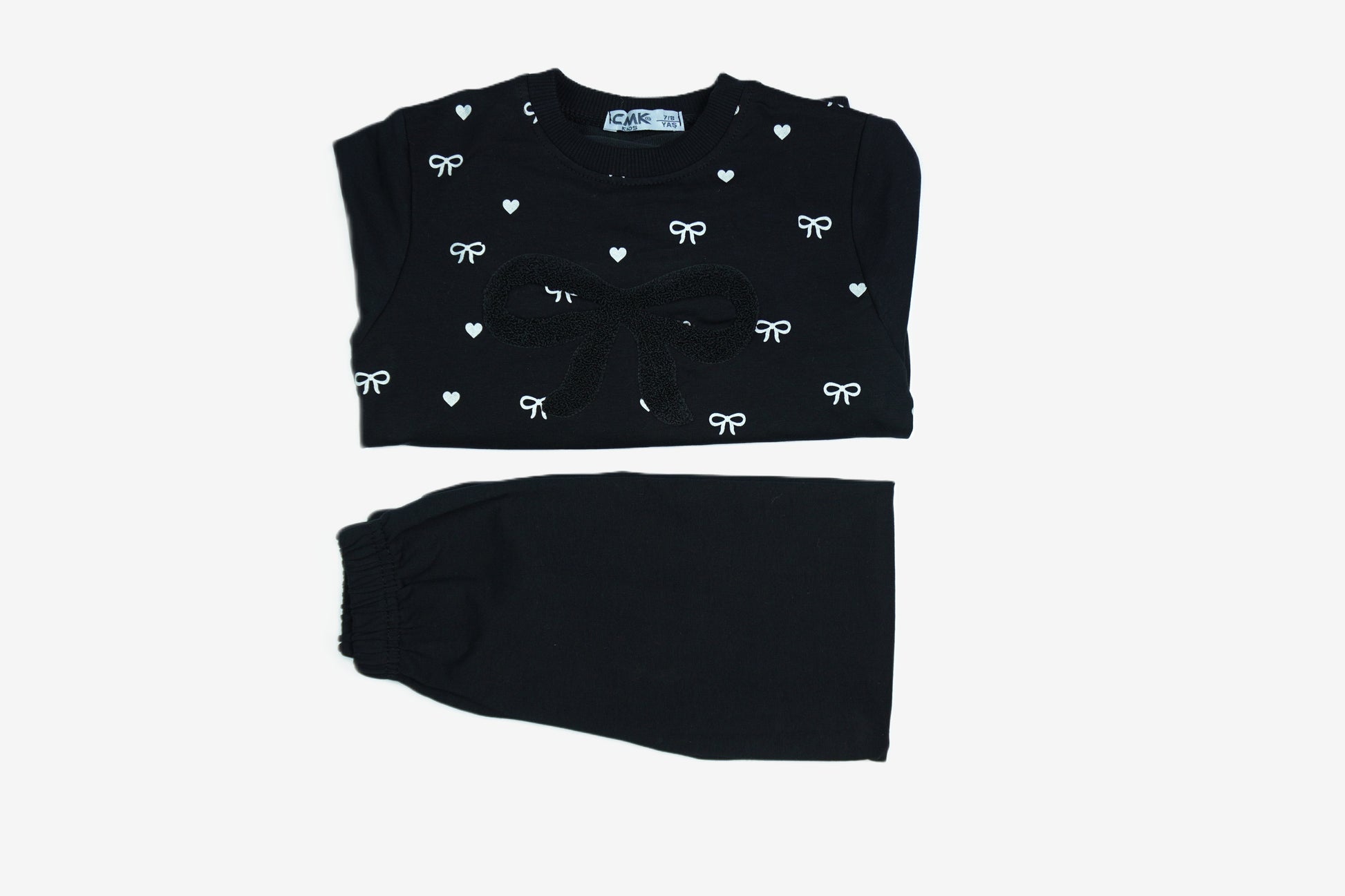 Mädchen-Set 2-teilig «Bow & Hearts» – Schwarz