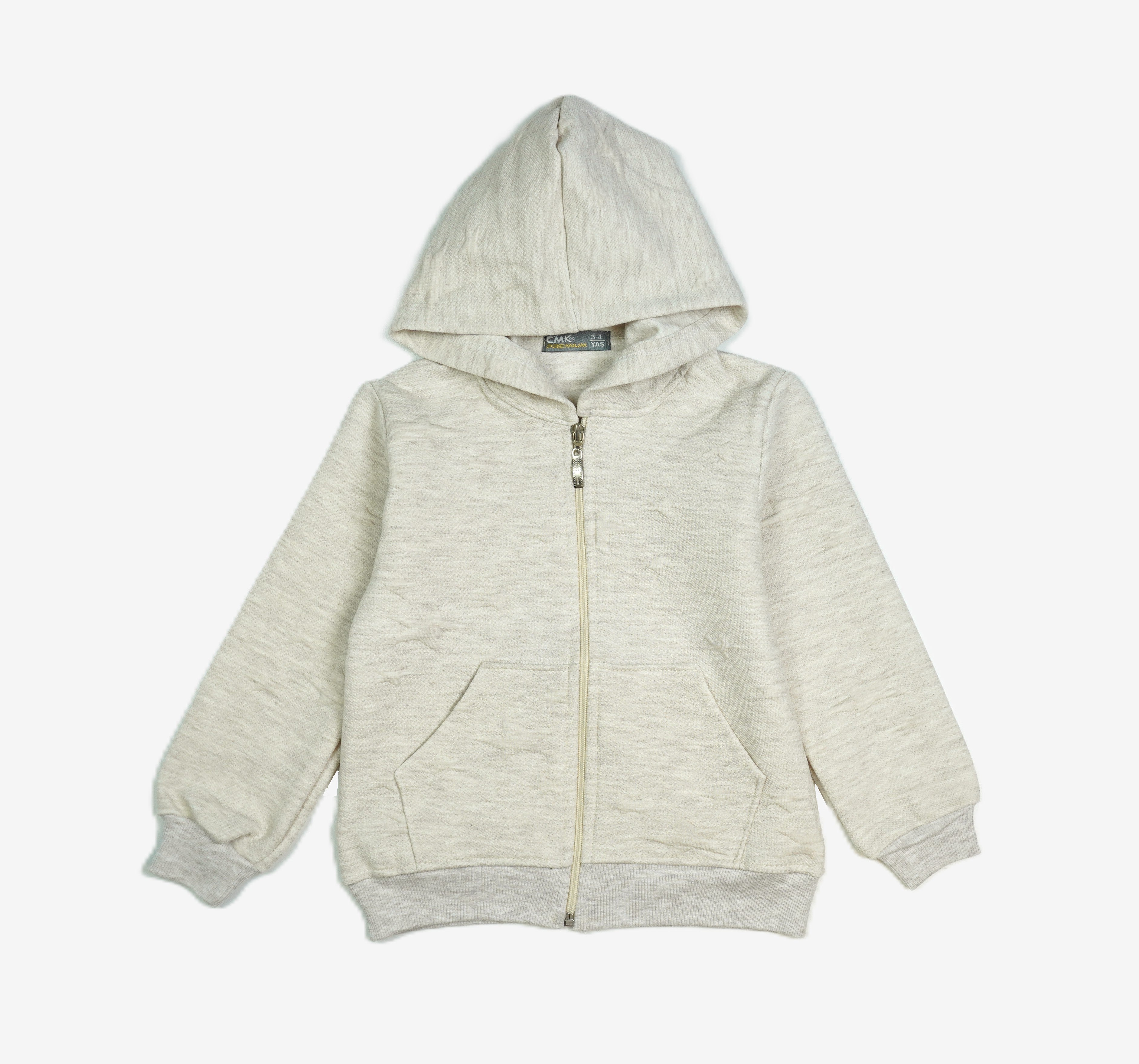 Kinder Hoodie-Jacke «Texture» – Creme/Beige