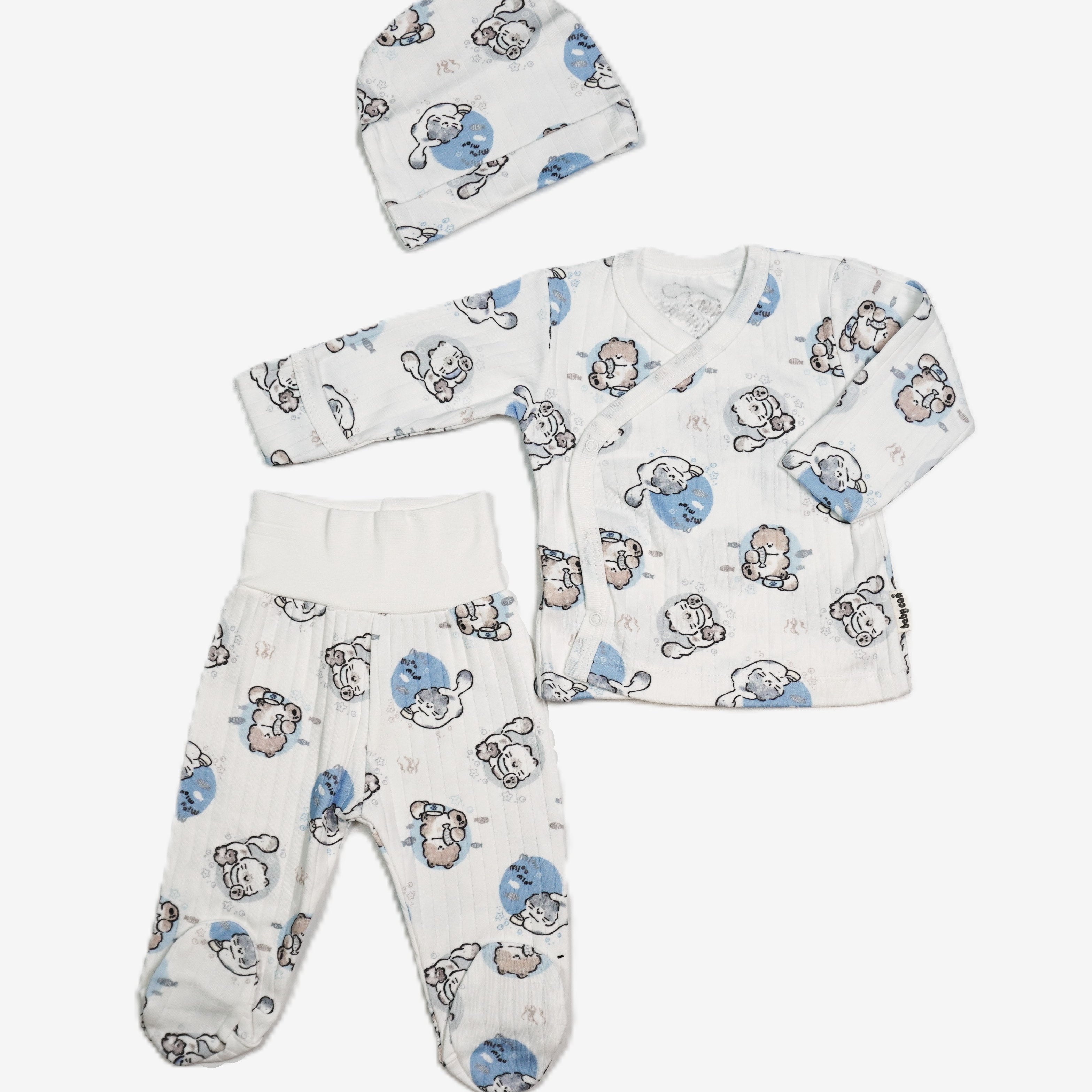 Baby-Set 3-teilig «Teddy» – Weiss/Blau