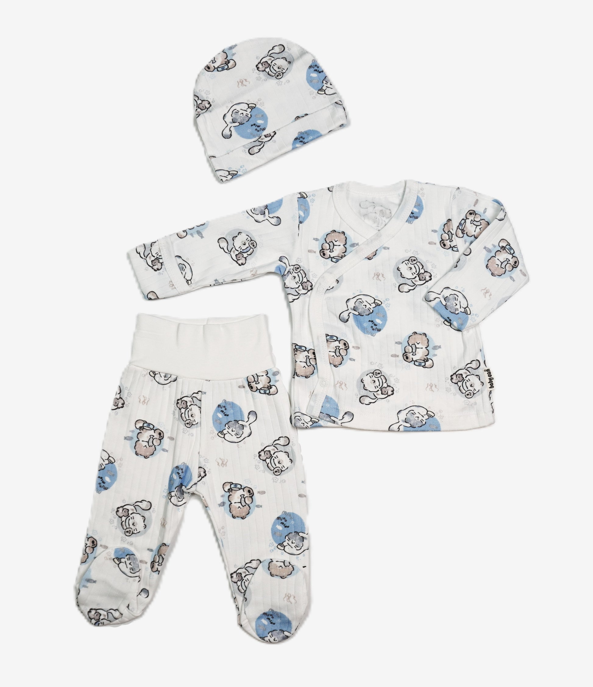 Baby-Set 3-teilig «Teddy» – Weiss/Blau