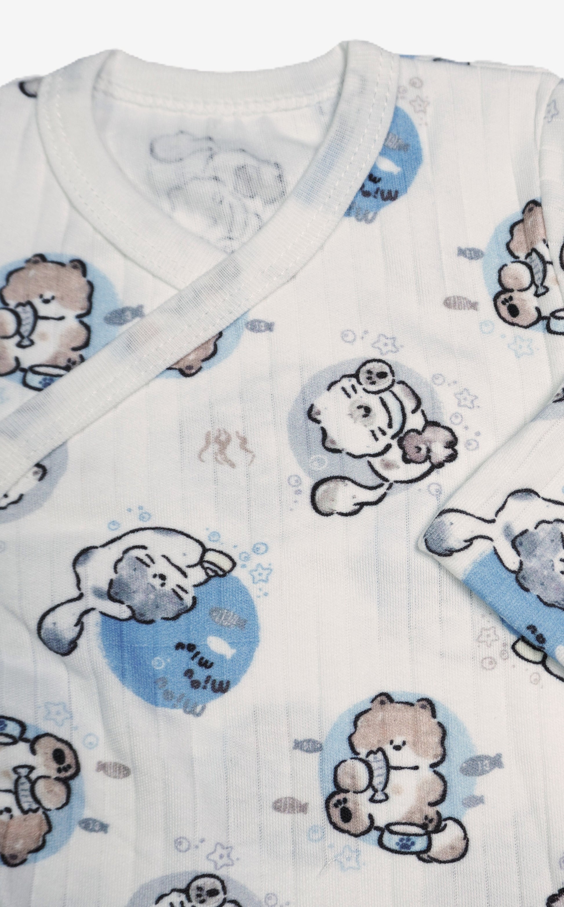 Baby-Set 3-teilig «Teddy» – Weiss/Blau