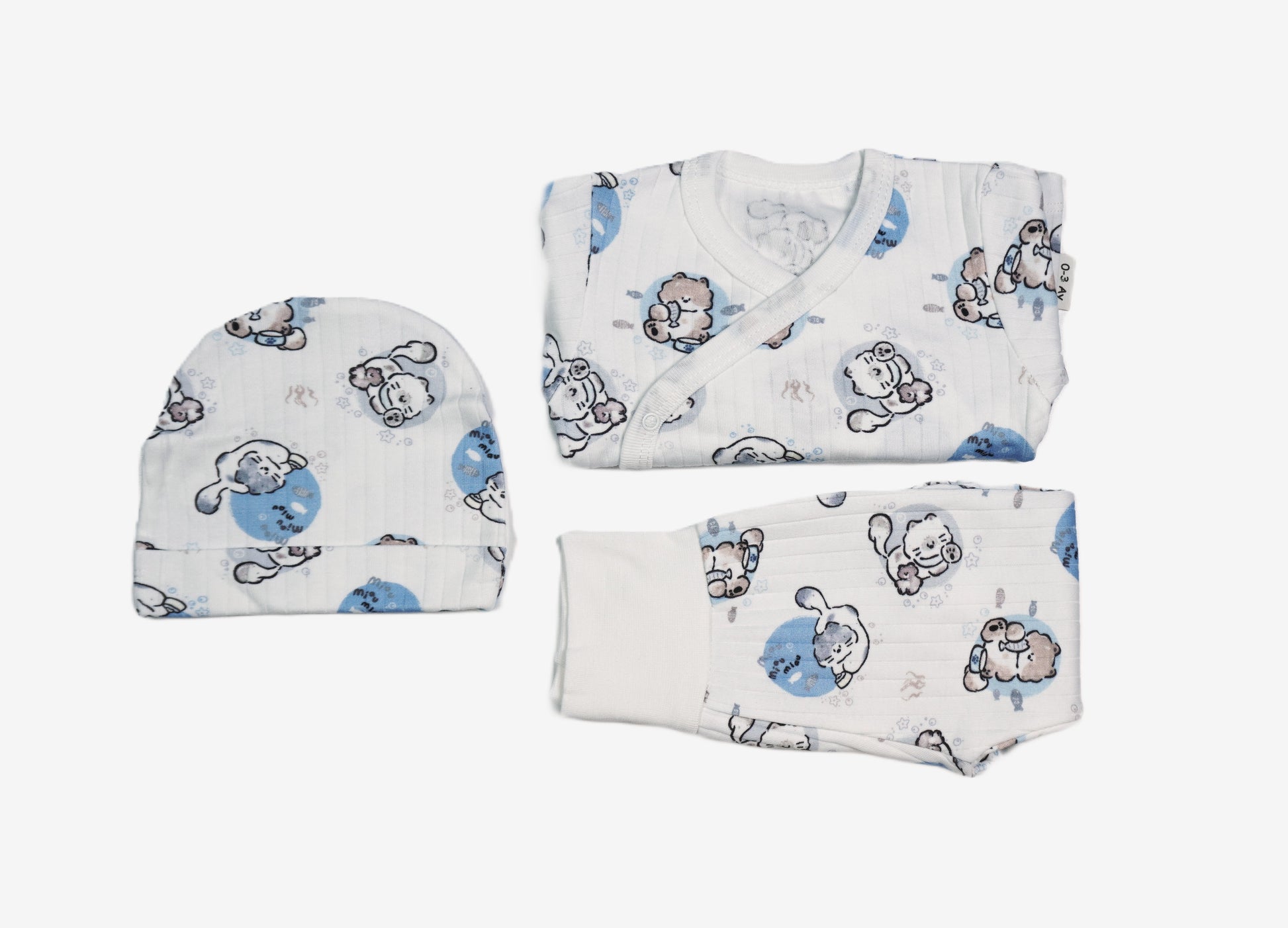 Baby-Set 3-teilig «Teddy» – Weiss/Blau