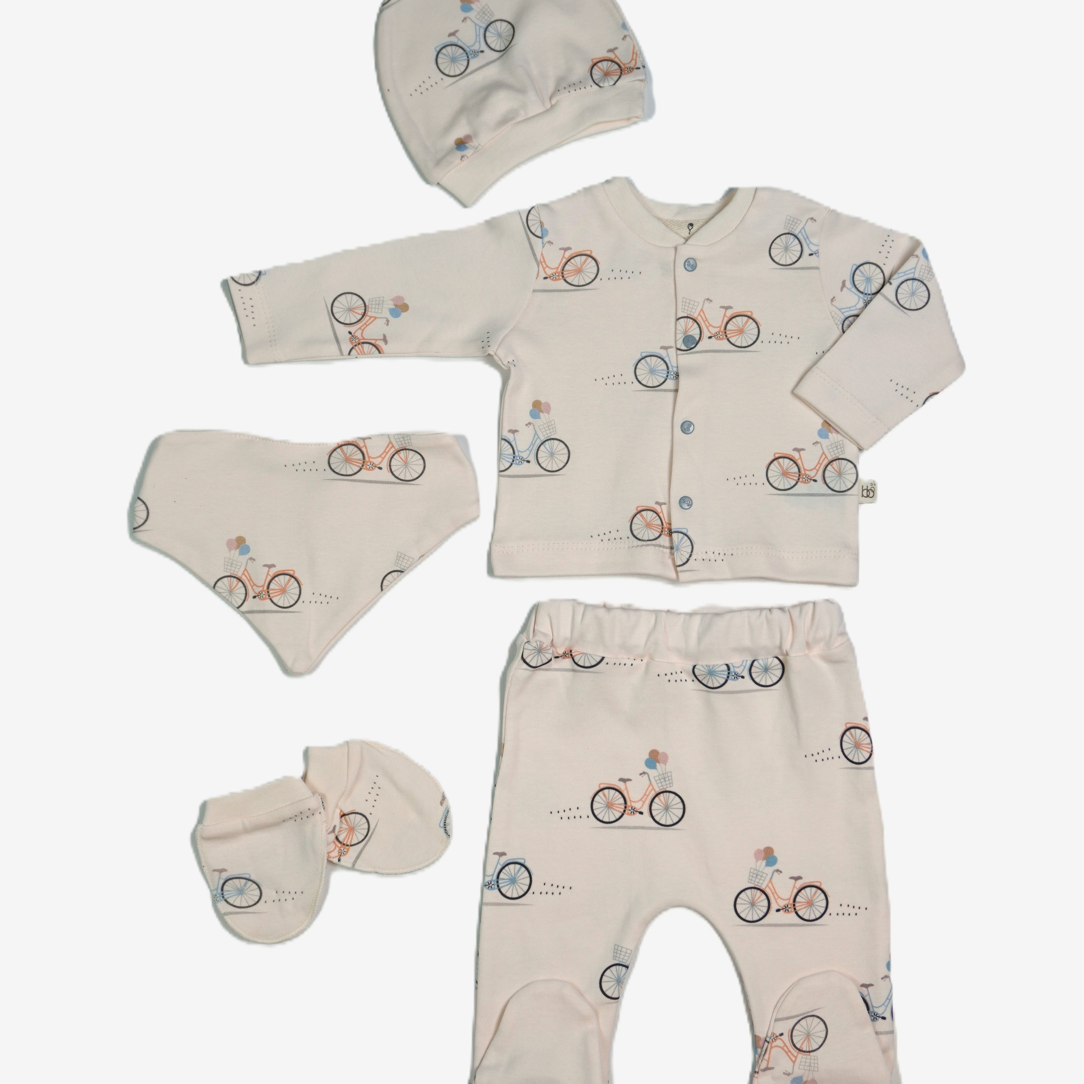 Baby-Set 5-teilig «Bicycle» – Creme
