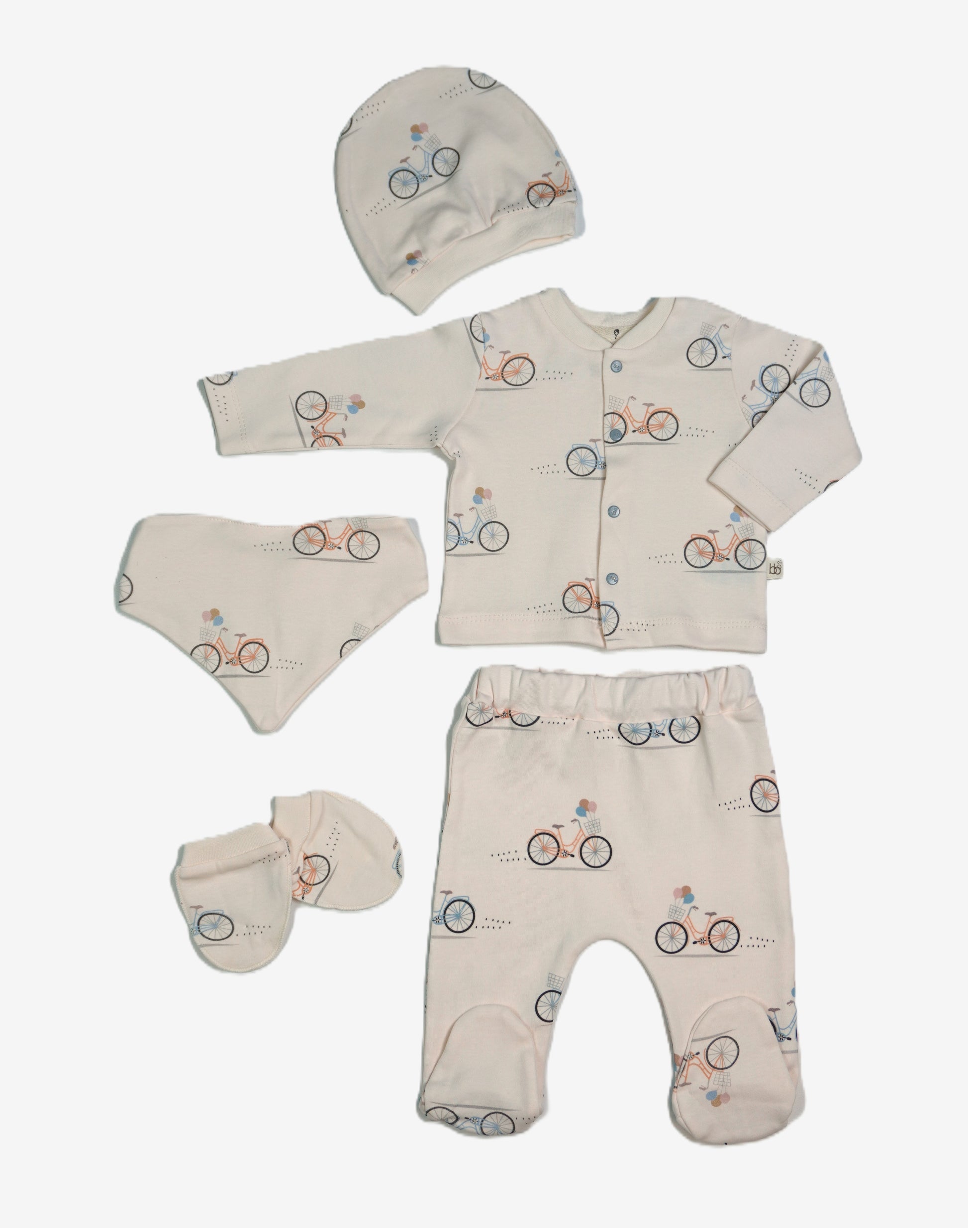 Baby-Set 5-teilig «Bicycle» – Creme