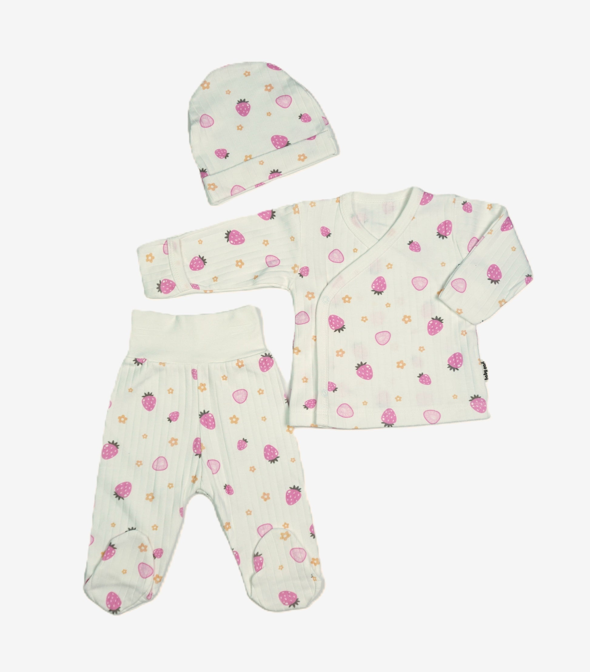 Baby-Set 3-teilig «Strawberry» – Creme/Pink